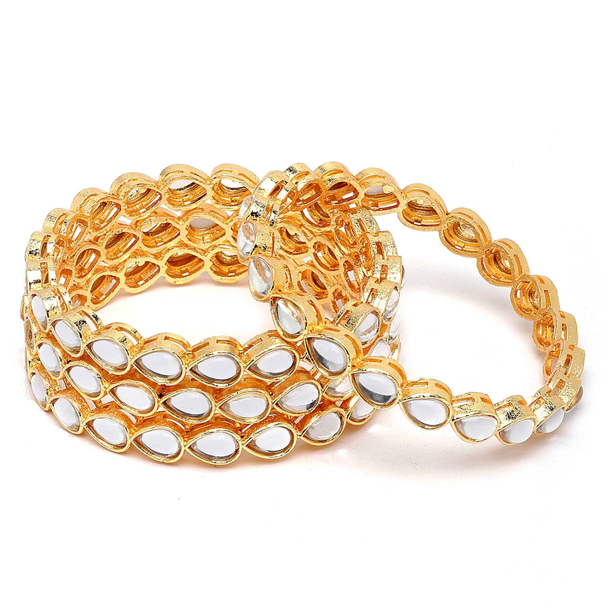 KENNICE Gold-Plated White Kundan studded Bangles Jewellery Set For Women and Girls (B0C4JY7TLS) Amazon Price History, Amazon Price Tracker