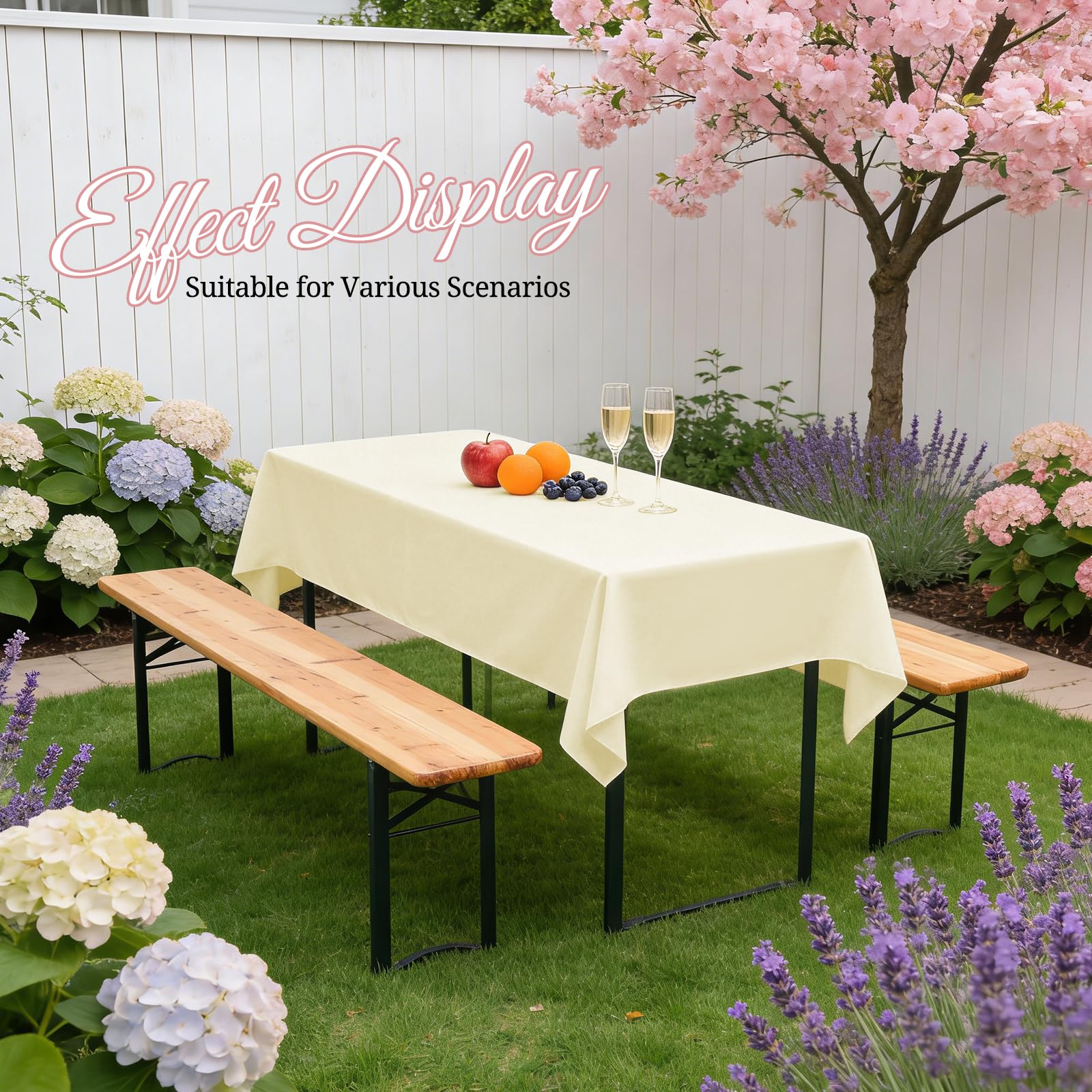 6 manteles universales para mesa de cerveza, beige, para mesas de cerveza, 70 cm y 50 cm, fundas rectangulares, lavables, 110 x 260 cm (beige)