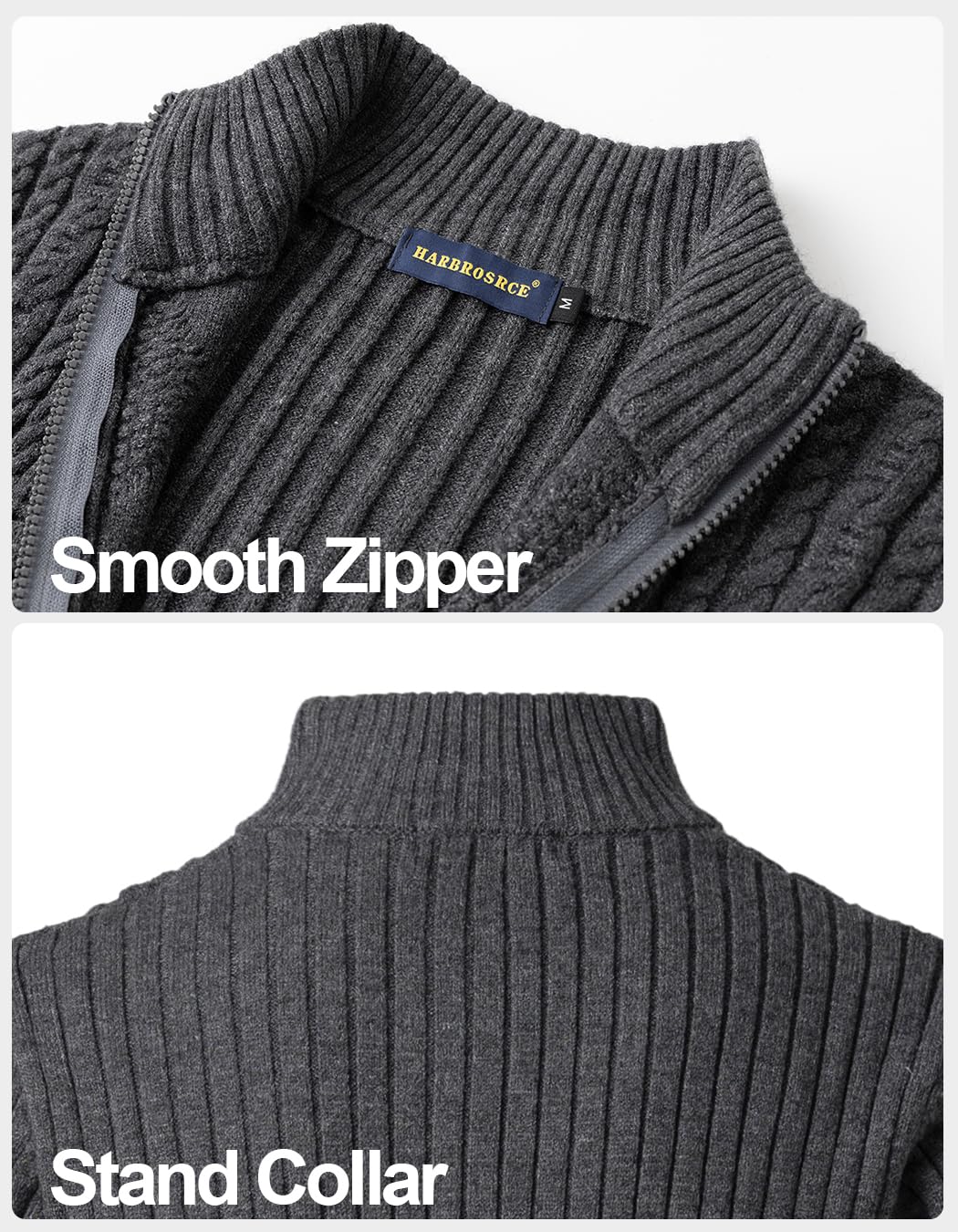 Uomo Cardigan Giacca Maglia a Cavo Manica Felpa con Zip Caldo Invernale Cappotti Maglione Casual Slim Leggero Pullover