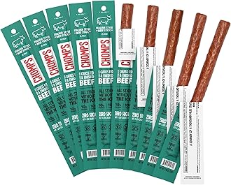 CHOMPS Grass Fed Beef Jerky Meat Snack Sticks, AIP Diet Compliant, Keto, Paleo, Whole30 Approved, Low Carb, Gluten Free, Sugar Free, Non-GMO, 90 Calories 1.15 Oz Stick, Italian Beef 10 Pack