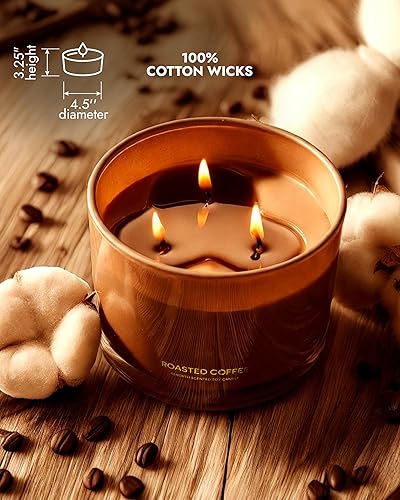 Miniatura 5 de 96NORTH Vela de soja de café de lujo  Vela grande en tarro de 3 mechas  Hasta 40 horas de tiempo de combustión  Cera de soja 100% natural  Regalo de