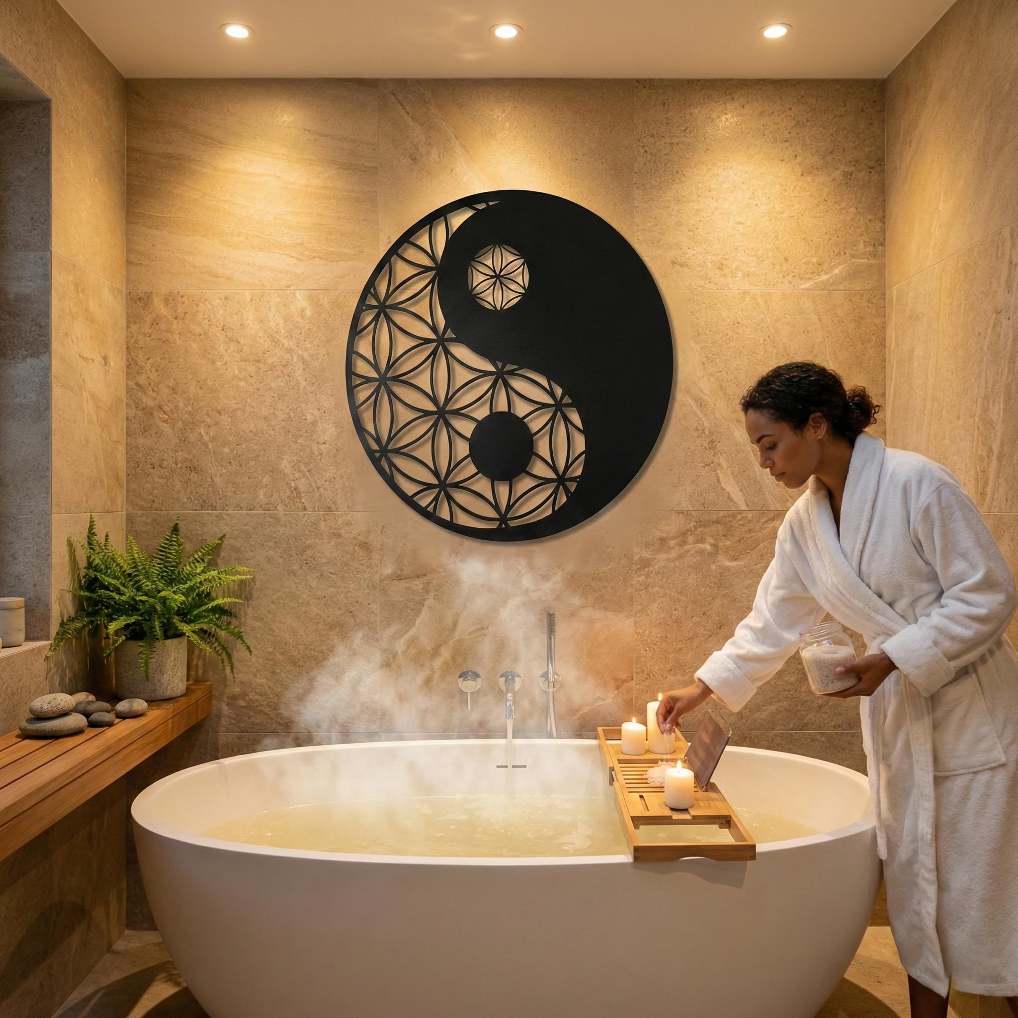 decorazione da parete in metallo Yin Yang, decorazione da parete in metallo