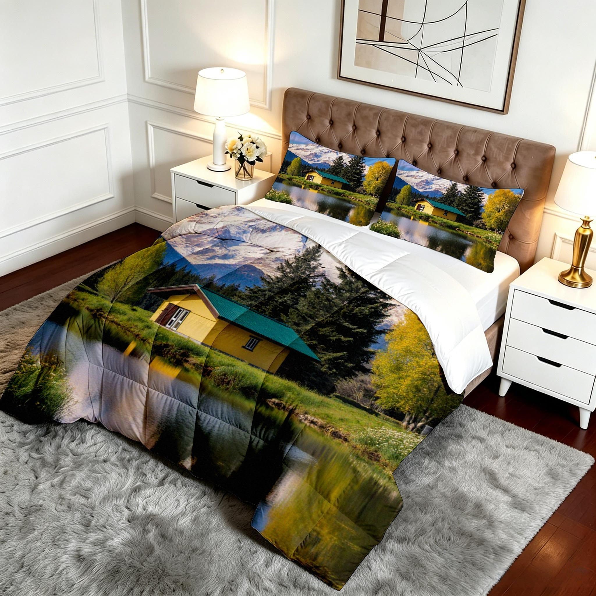 Edredón Esponjoso 240x260cm Bosque Set Cama Matrimonial-A195