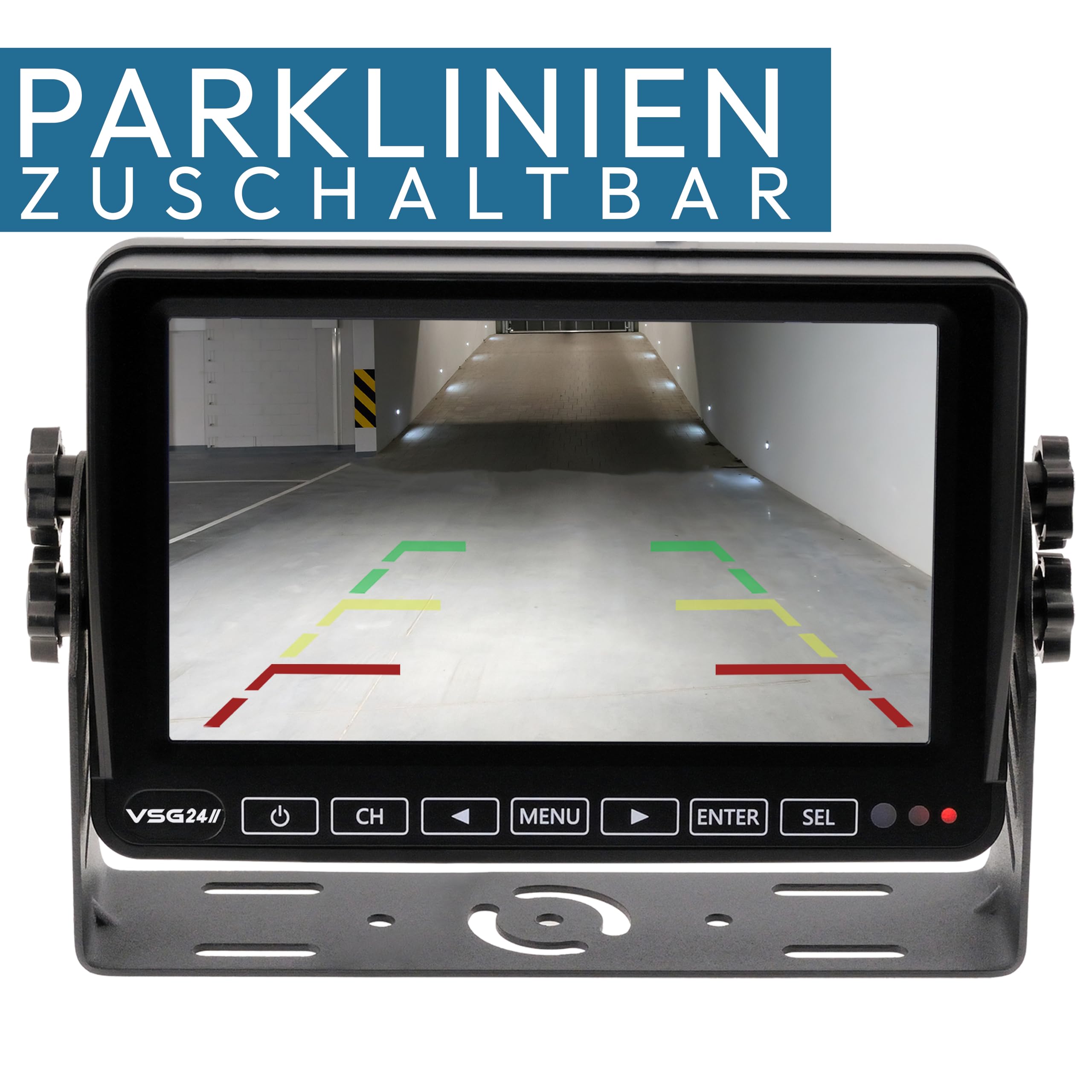 VSG24 Excellent HD Rückfahrmonitor – 7 Zoll Full HD Monitor – 4 Kameraeingänge – Touchdisplay – Loop-Aufnahme – 12 bis 32 V – für Wohnmobil, LKW & Transporter