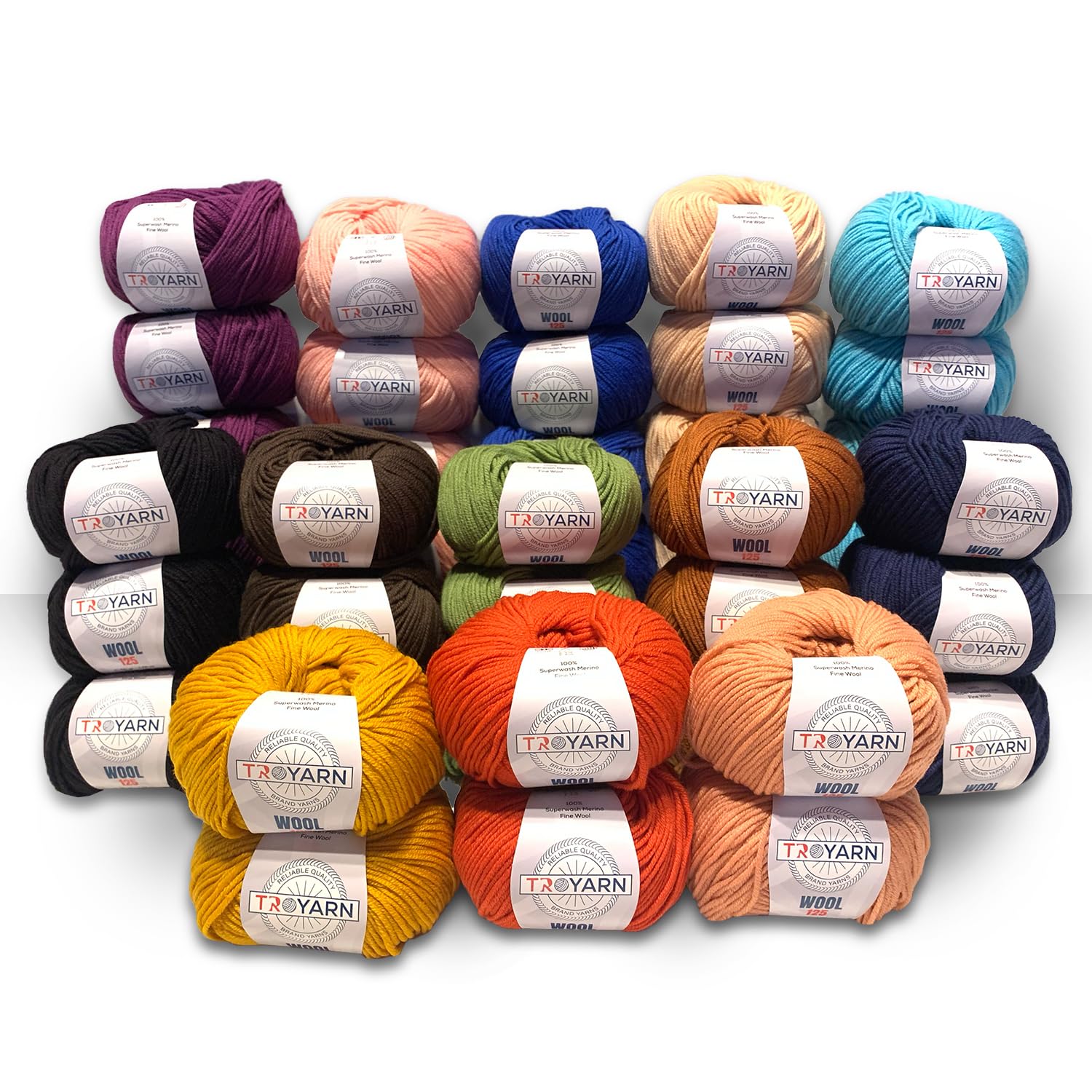 Troyarn Wolle 125 (4 Knäuel-Packung), 100 % Superwash-Merino-Feinwolle, leichtes Kammgarn, #3, weiches Strick- und Häkelgarn zum Häkeln und Stricken, 4 x 50 g, 4 x 125 m, Marineblau