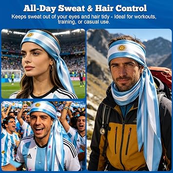 National Flags Non-Slip Sports Headband Sweatband for Men Women, Ideal for Soccer, Sports Events, Running, Yoga, Fitness