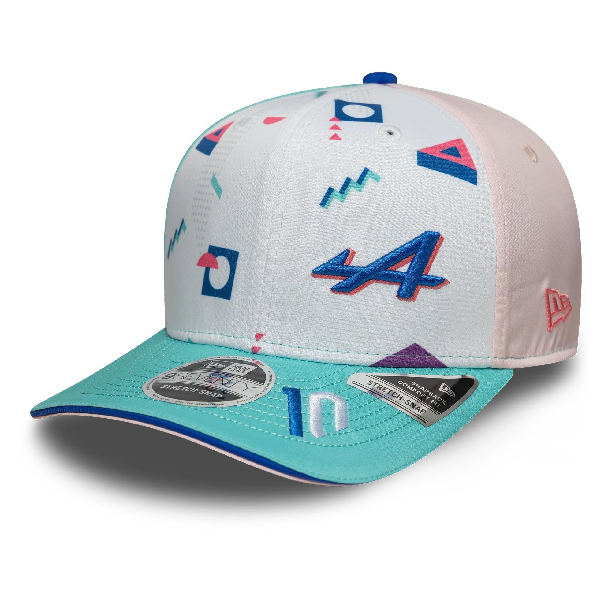 New Era Alpine F1 Team, Official 2025 Collection, Pierre Gasly Drivers USA Miami Special Edition Baseball Cap, White, Blue, Adjustable