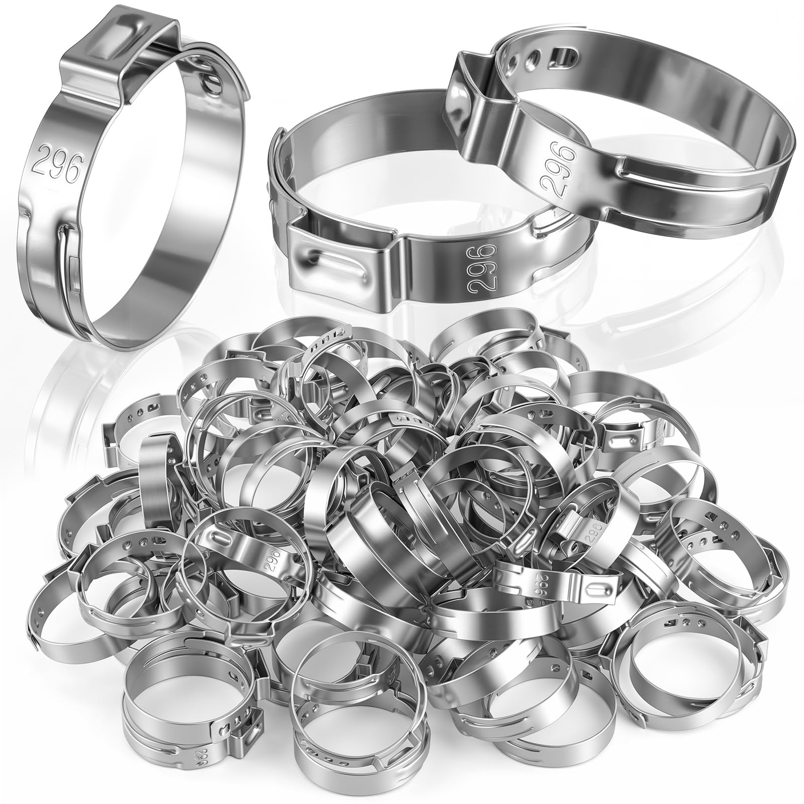 100 Pcs 1 Inch PEX Cinch Clamps, 304 Stainless Steel