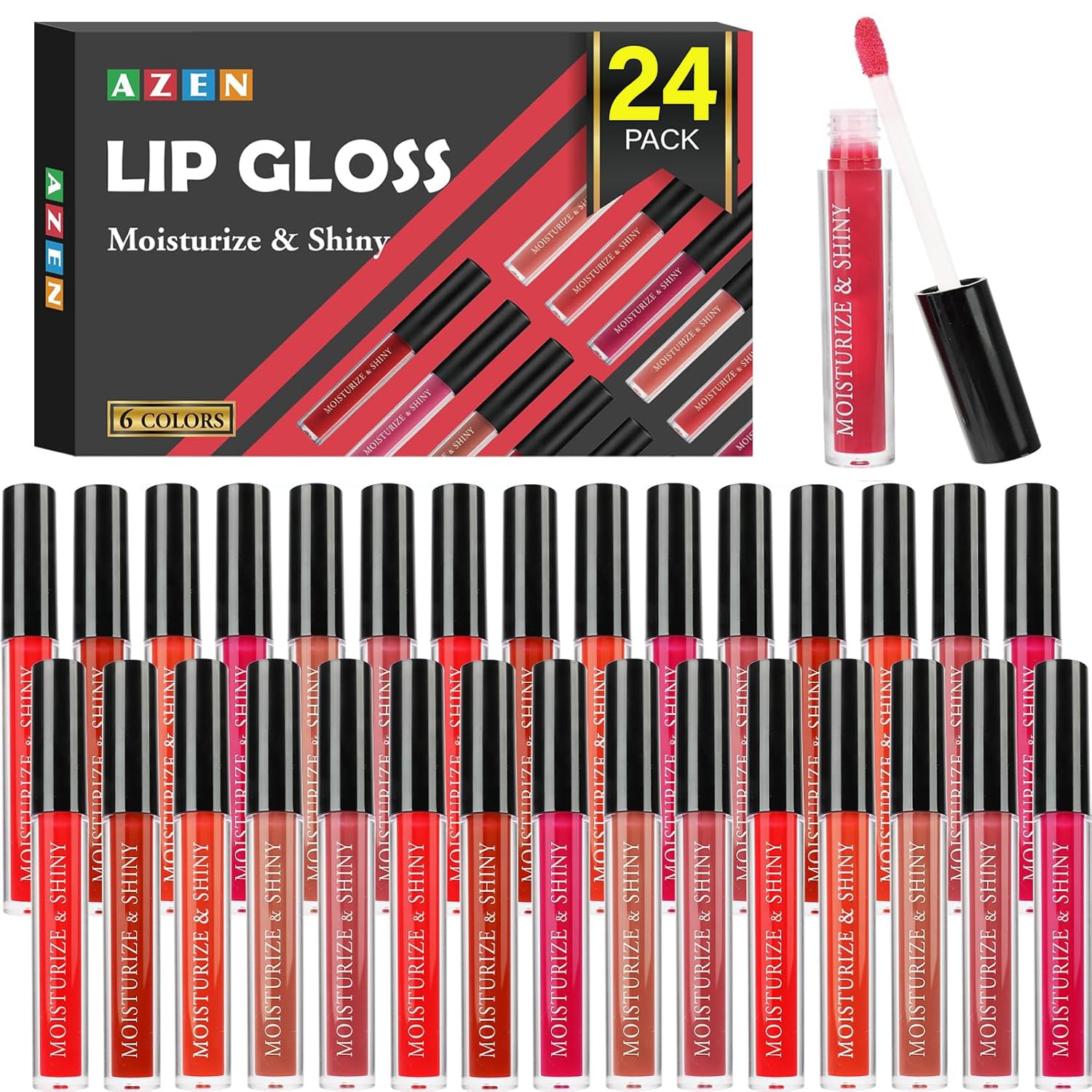 Amazon.com : AZEN 24 Pack Lip Gloss Bulk Set, Shimmery Lip Gloss