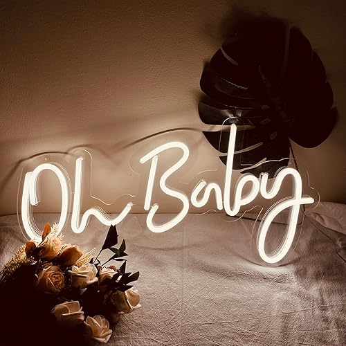 Miniatura 7 de Letrero de neón Oh Baby, decoración de pared de neón LED blanco con adaptador de corriente e interruptor regulable, decorado en dormitorios de