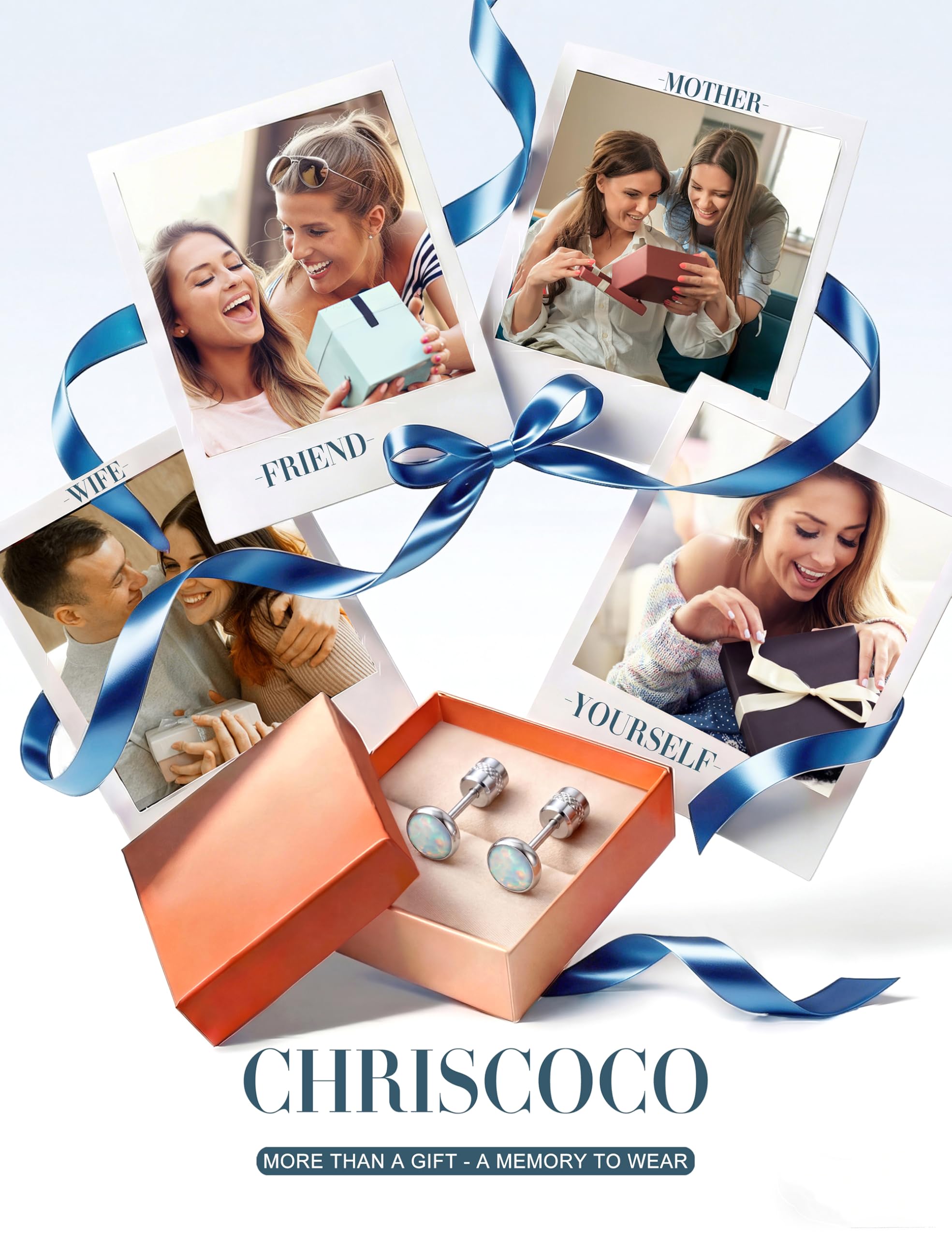 Chriscoco Hipoalergiczne kolczyki sztyfty tytanowe G23 dla kobiet