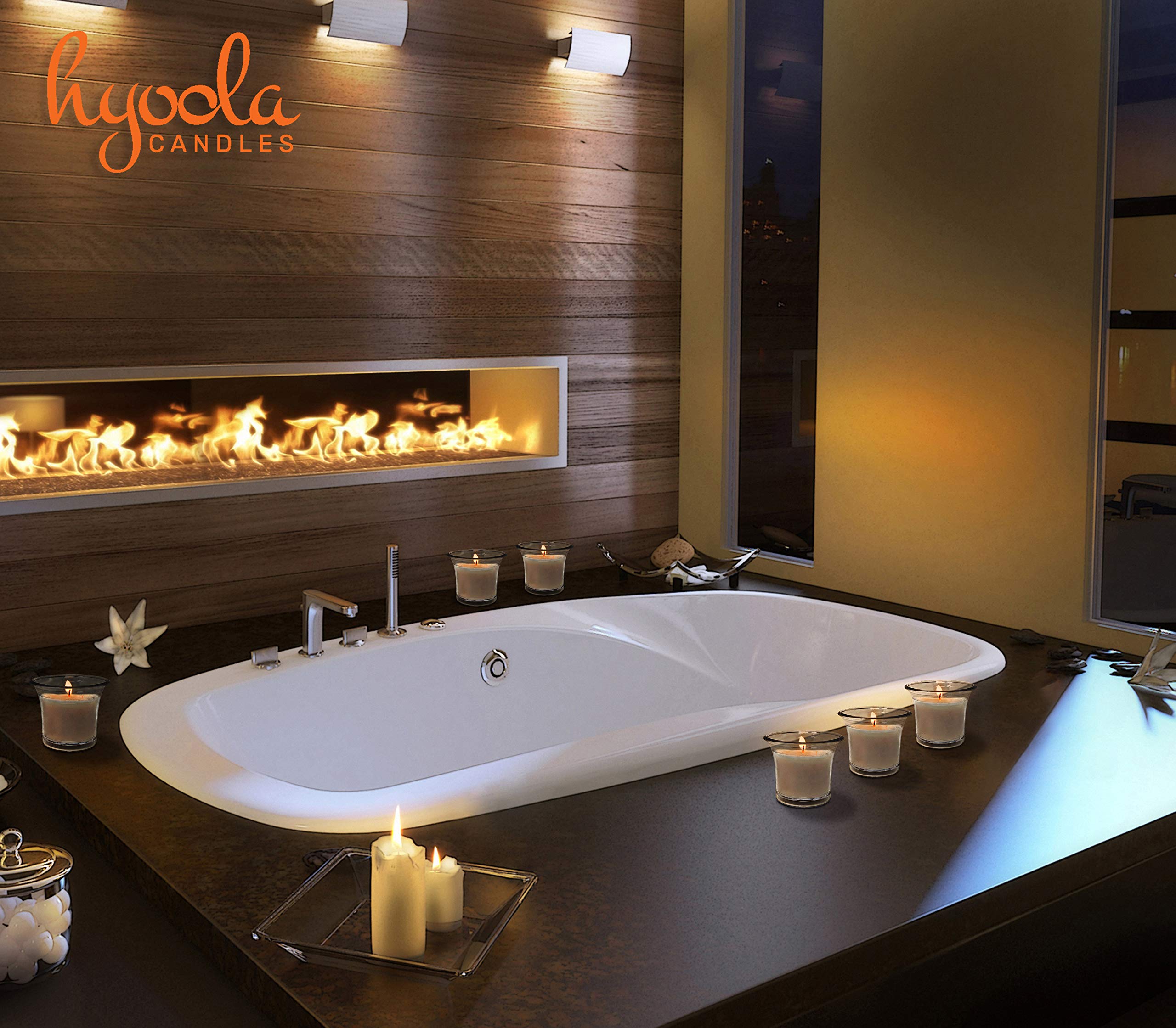 Hyoola Candele Votive - Candele Votive in Portacandele Trasparente - Candele Votive Non Profumate Durata 12 Ore - Set da 48 Candele Piccole in Portacandele - Made in Europe