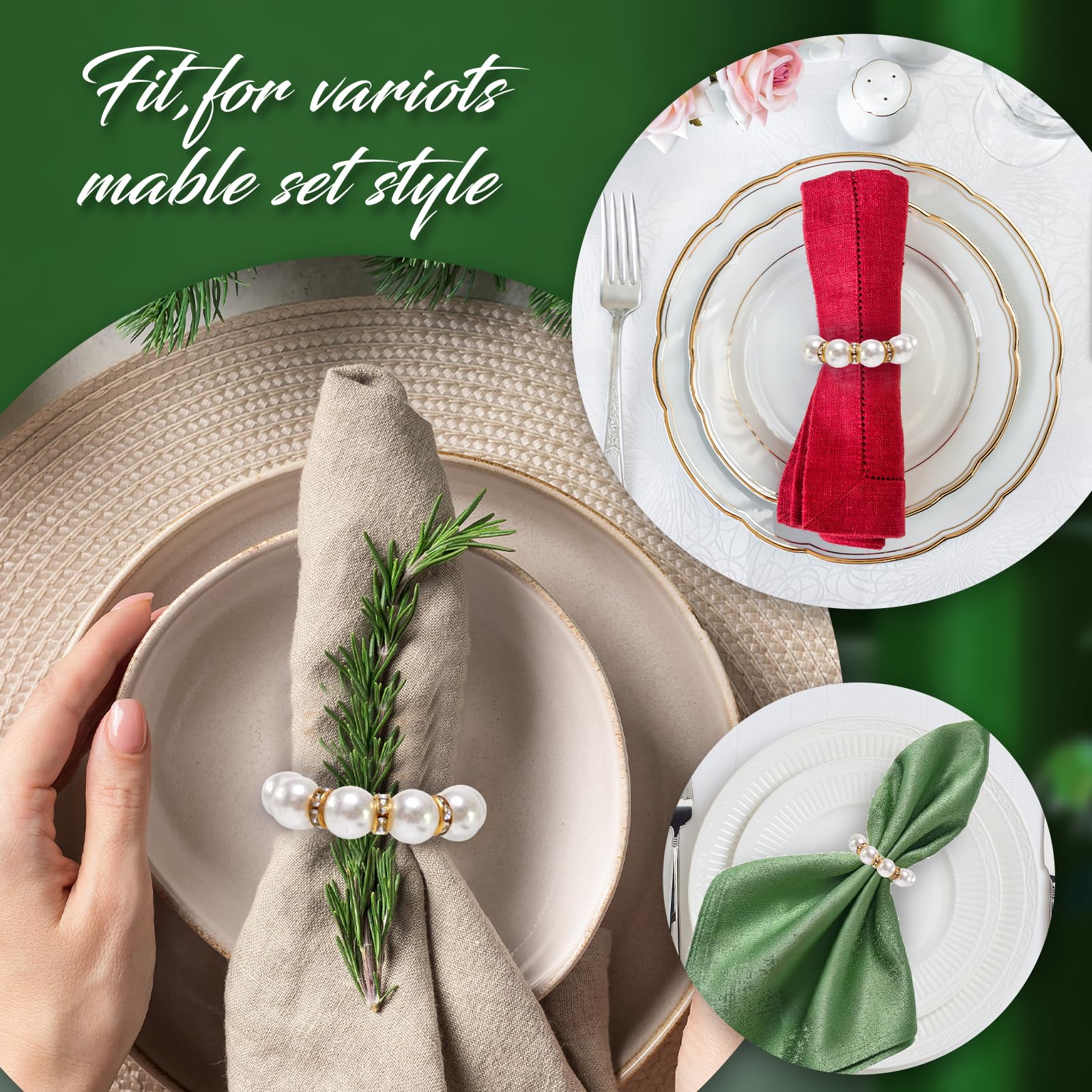 100 Stück goldene Einweg-Serviettenringe aus Kunstperlen, exquisite Serviettenringe aus Weißgold für Hochzeit, Party, Tischdekoration und den täglichen Gebrauch