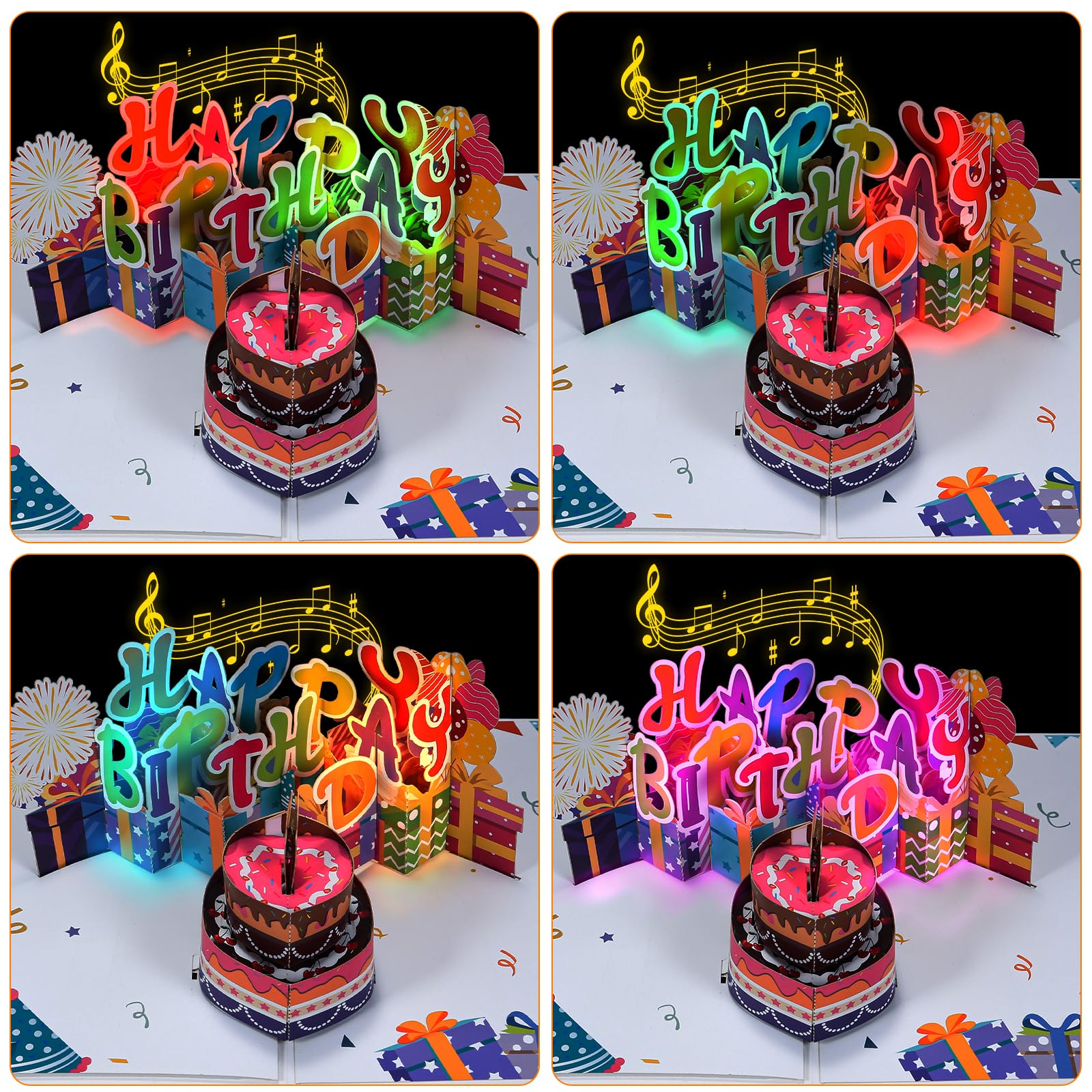 Musical Birthday Cards3D PopUp Cards Blowable LED Light Candle Cake Music Happy Birthday Card Postcards Greeting Cards for Women Man Mom Wife Husband Boy Girl Friend Kids product thumbnail 3