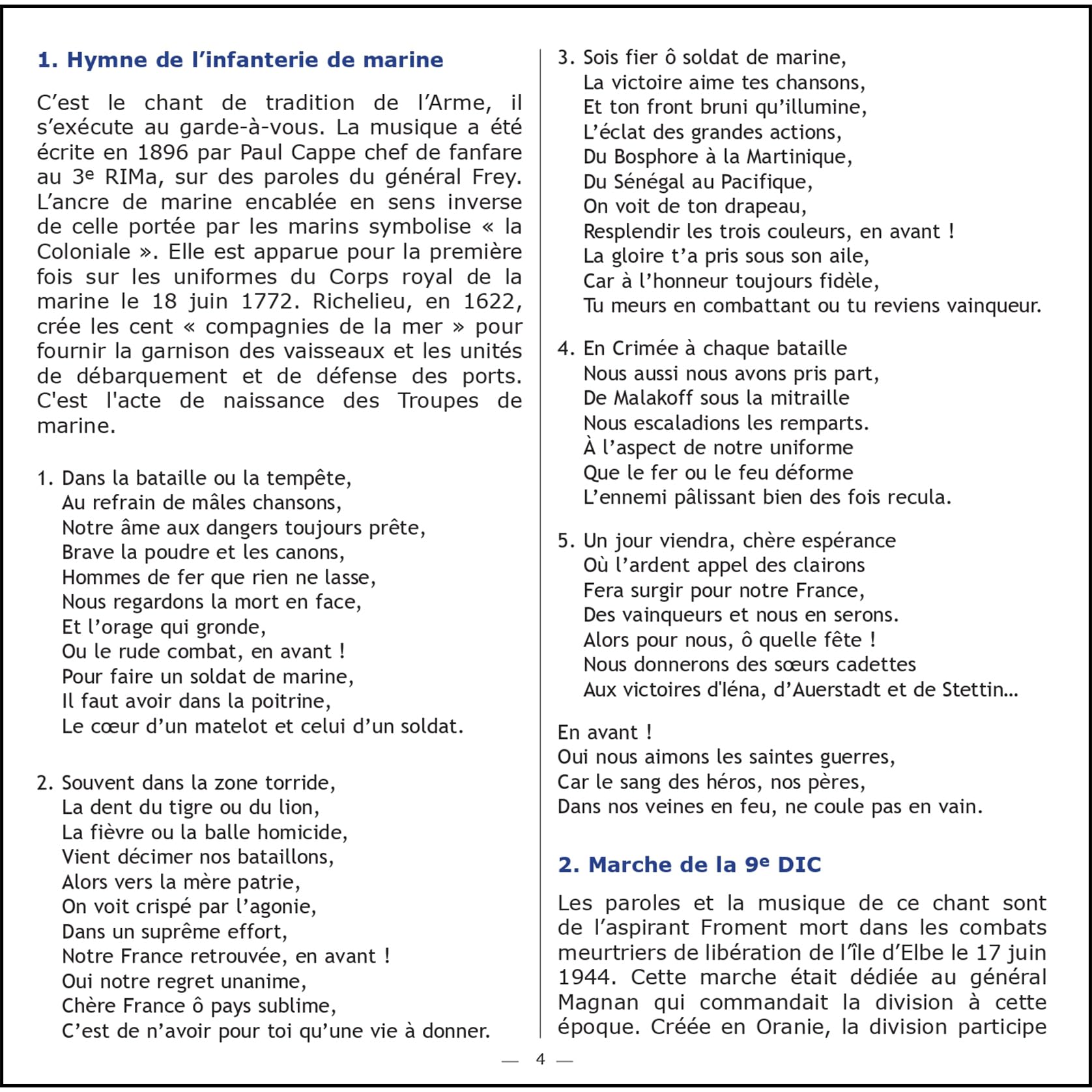 Chants des Troupes de Marine