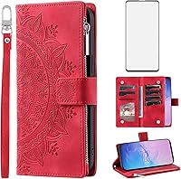 Vista 8 de Asuwish Funda de teléfono para Samsung Galaxy S10 con protector de pantalla de vidrio templado y correa para la muñeca Mandala Flower Flip Zipper