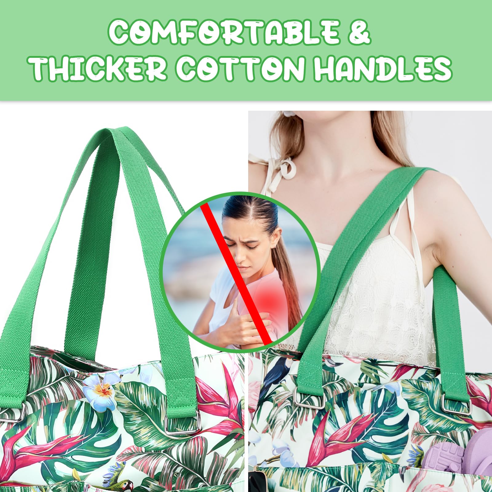 Myhozee Borsa Mare Donna Grande - Borsa da Spiaggia Danna XXL Famiglia Impermeabile Borse da Mare Grandi Tote Bag Beach Bag con Cerniera Shopping Bag Borsa Estiva per Spiaggia Viaggio Piscina Vacanza