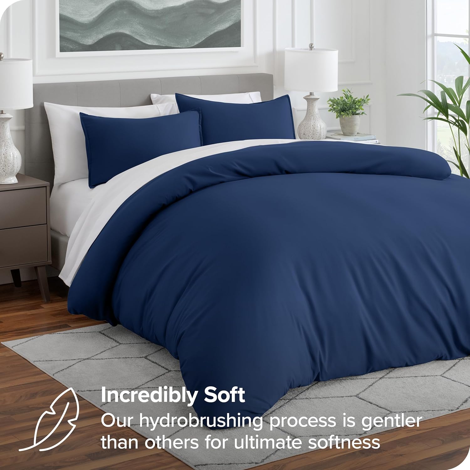Bare Home Luxury 4 Piece Duvet Insert + Duvet Cover Set - Premium 1800 Ultra-Soft Brushed Microfiber - Easy Care (King, Dark Blue)