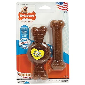 Nylabone Just for Puppies Wolf Ring and Flexi Bone Puppy Dog Chew Toy, Combo Pack