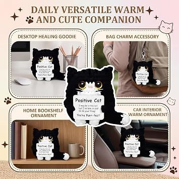Black Cat Emotional Support Crochet,Positive Crochet Animals