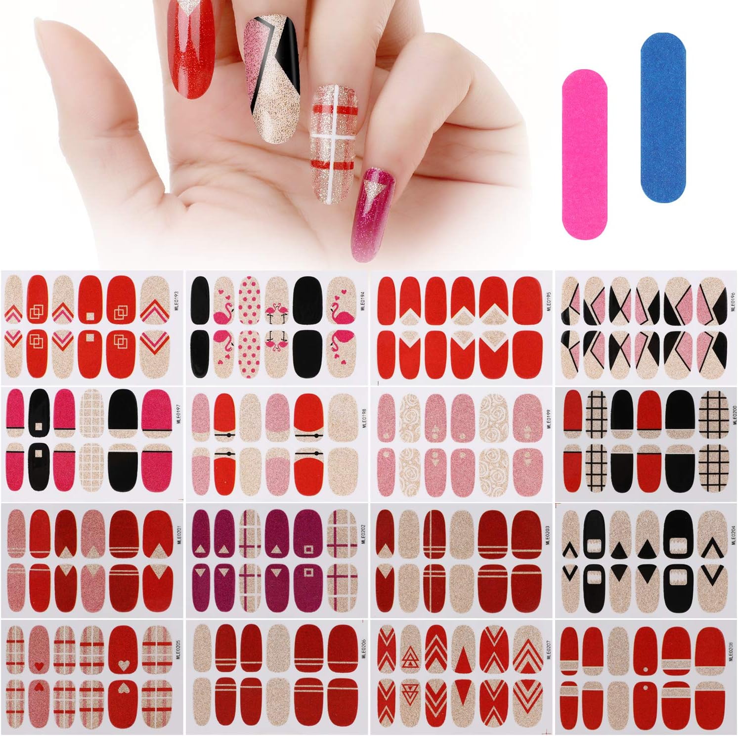 VEGCOO 22 Feuilles 3D Autocollant Ongle, Autoadhésif Nails Art