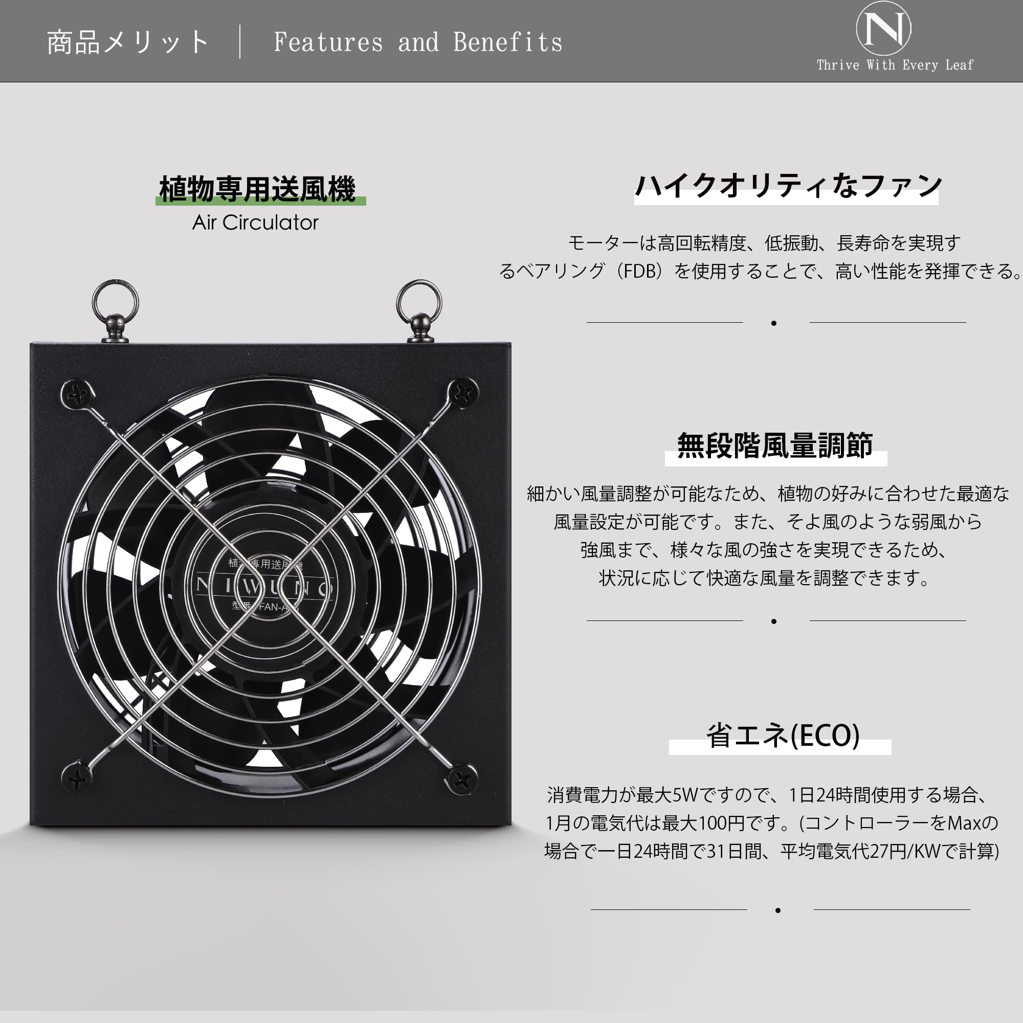 Amazon | Niwuno オリジナル 植物専用送風機 ファン 換気扇 温度調節