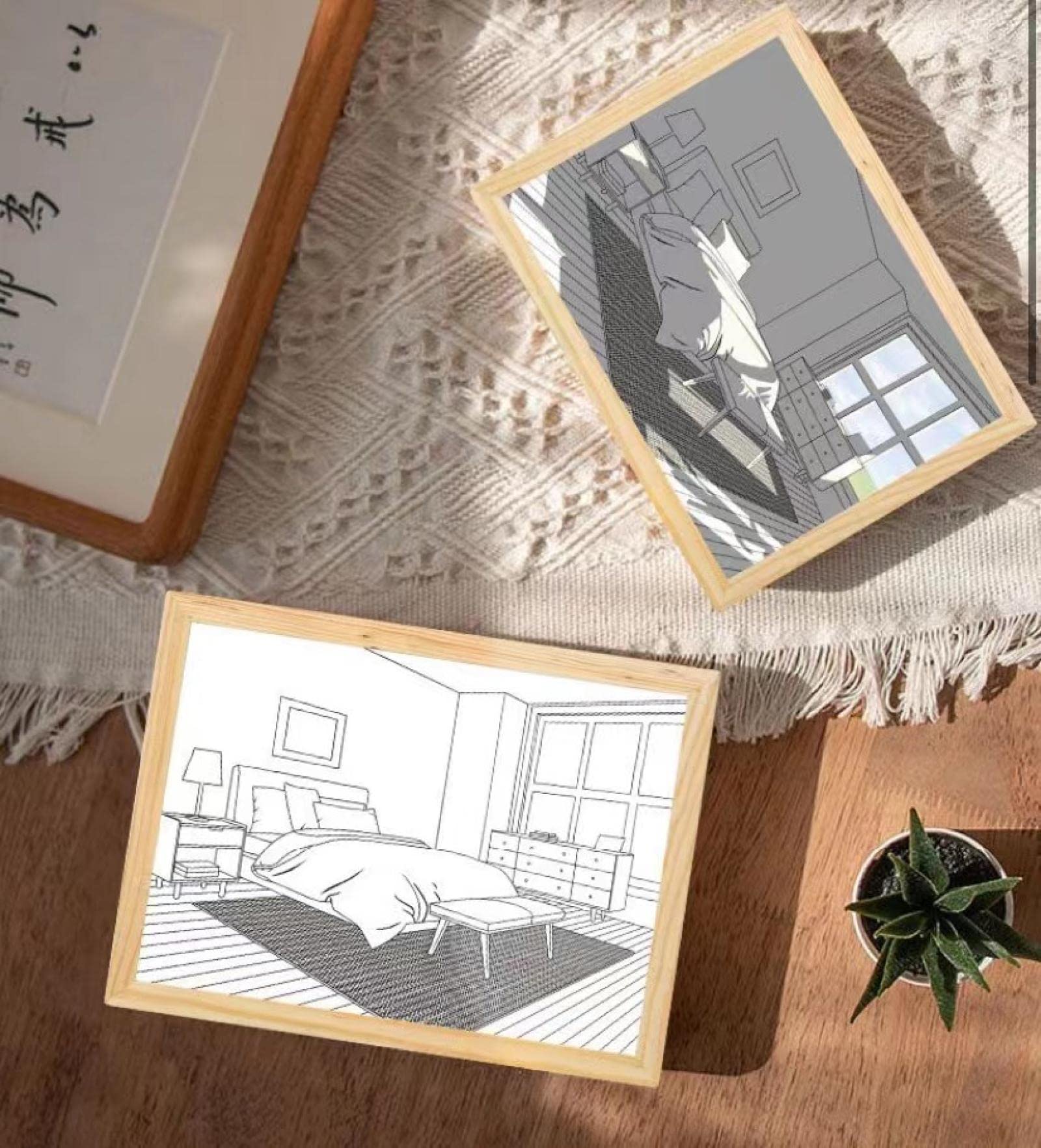 Amazon.co.jp: LED 発光画装飾 アートワークに木製フォトフレーム 3色