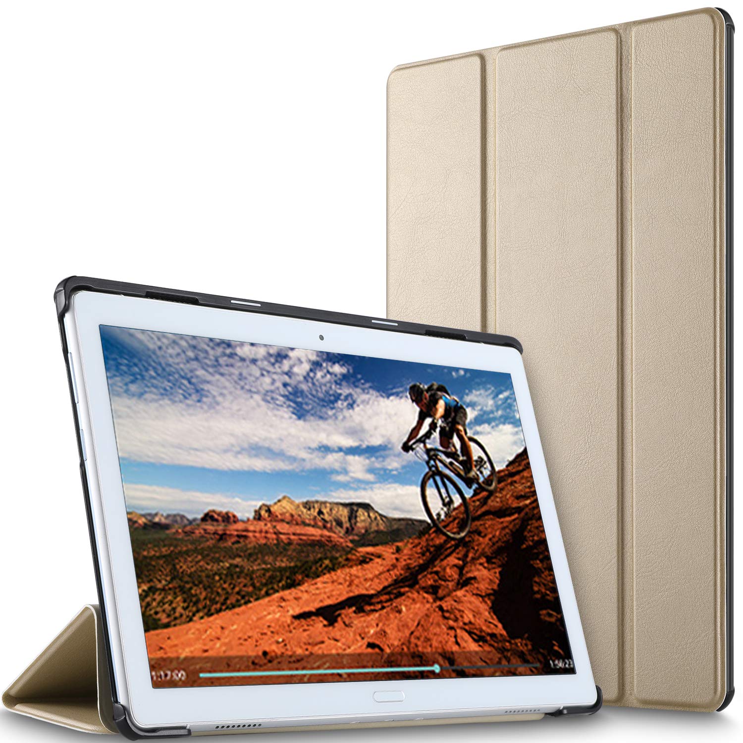 Eltd Case Thin Leather Flip Stand Tablet Protector, Auto Wake/Sleep Lightweight Slim-Shell Cover Compatible For Lenovo Tab P10