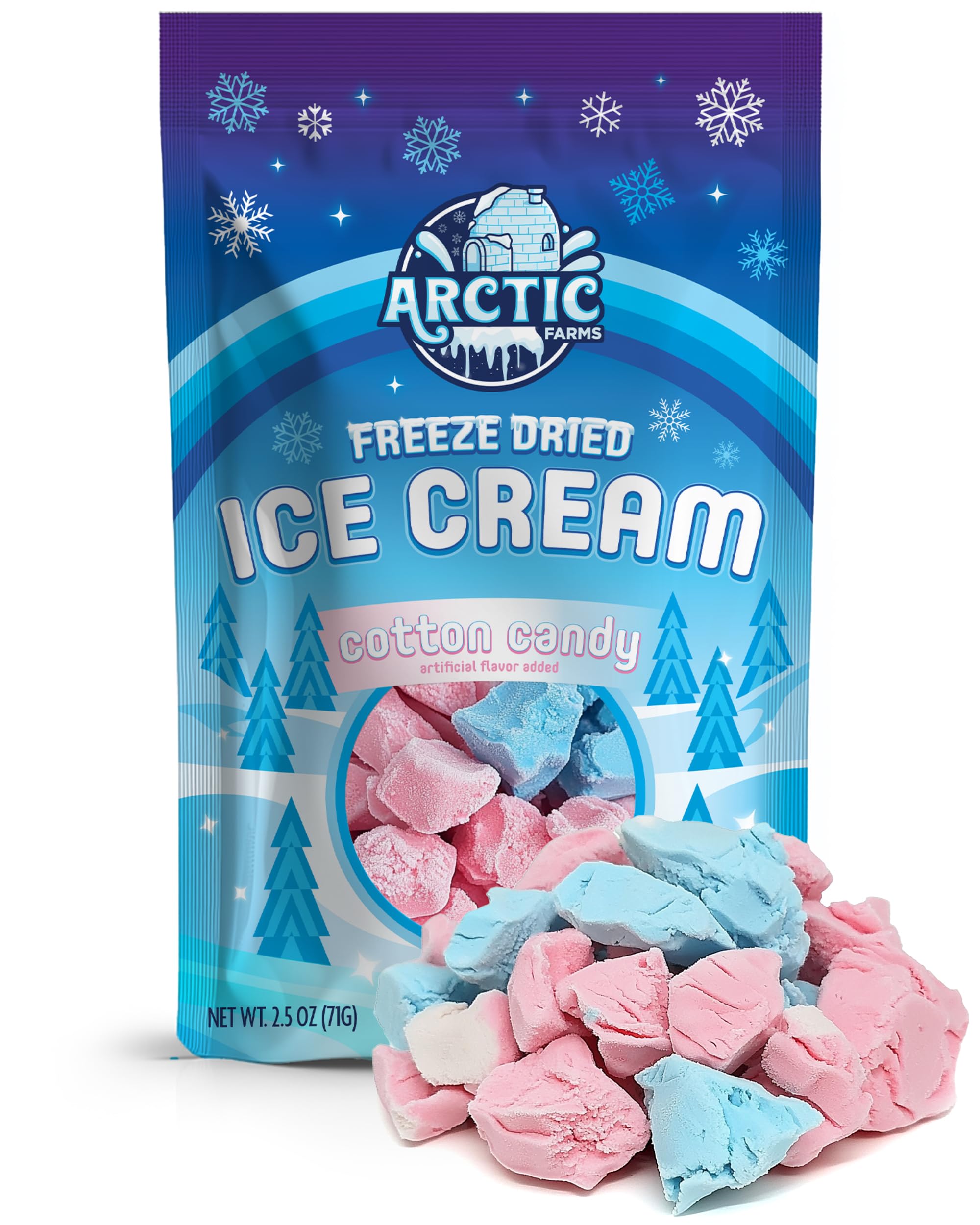 Arctic FarmsFreeze Dried Ice Cream Bits Bagged and Boxed - Does Not Melt (Cotton Candy Mix)