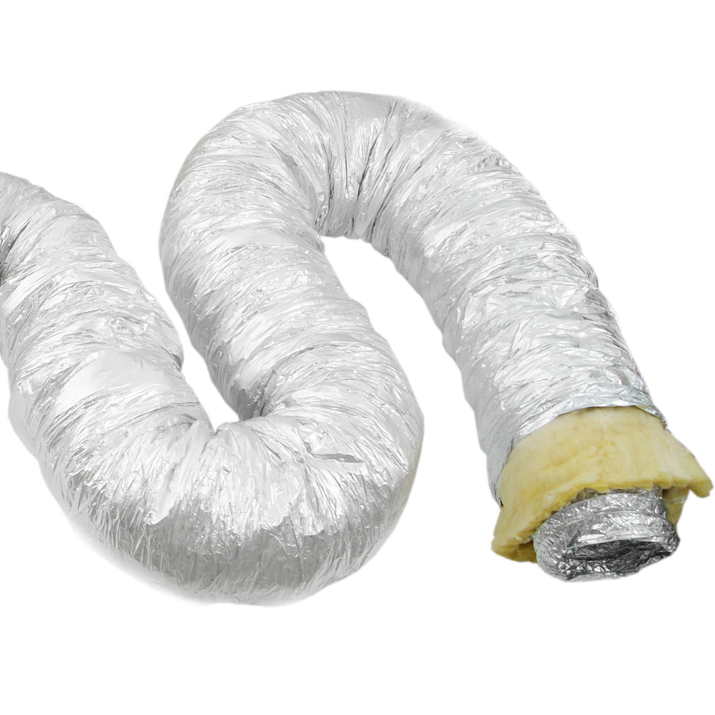 Izoflex - Canal de ventilation flexible isolé en aluminium - 203 mm x 10 mm - Tuyau d'évacuation d'air flexible en aluminium - Tuyau de ventilation