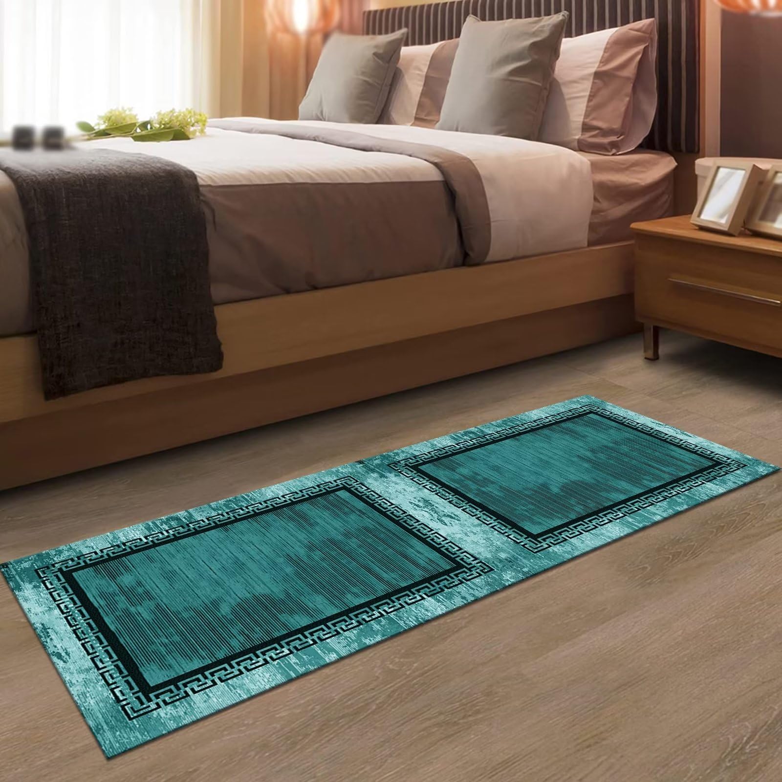 Tappeto Passatoia Cucina Antiscivolo Lavabile Lungo Tappeti Runner Ingresso Verde Oro Blu Geometrica 100X100CM Moderno Antimacchia Tappeto Passatoie Per Corridoio Tappetino Bagno Soggiorno Per Metro