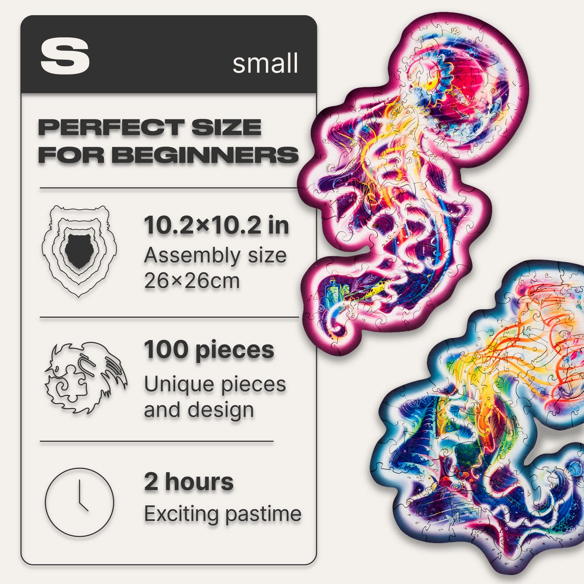 UNIDRAGON Drewniane Puzzle - Wandering Jellyfish - 100 Elementów