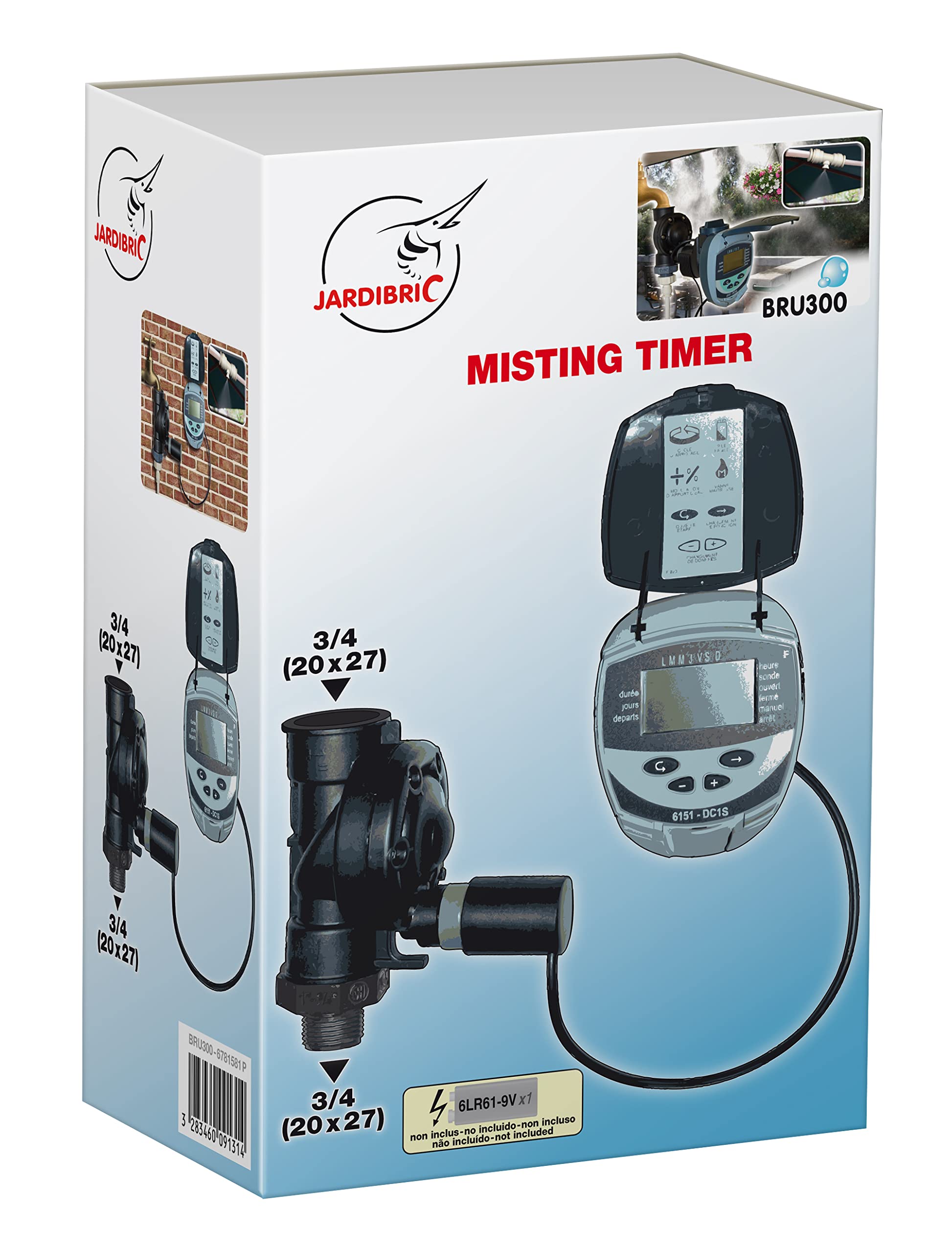 Jardibric - Programmatore a 1 via con elettrovalvola FF 20x27 - Timer digitale per nebulizzazione, regolazione precisa e automatica del sistema di irrigazione.