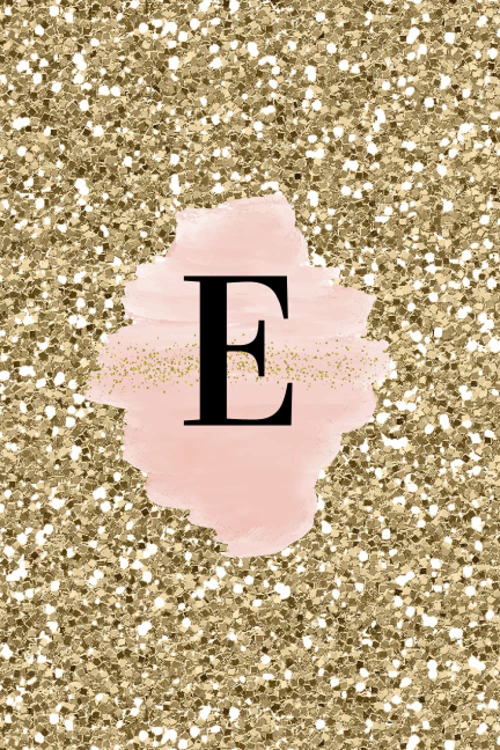 INITIAL "E" GOLD GLITTER GLOSSY LINED NOTEBOOK (6 × 9, 100 PAGES)