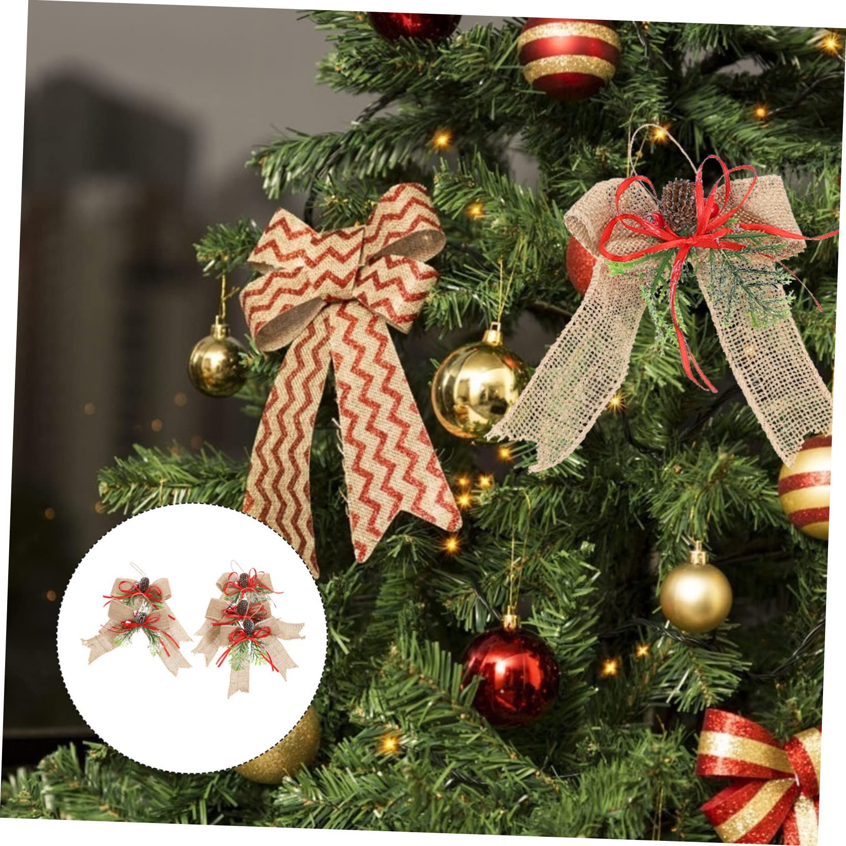 Cabilock 15 Pz Fiocco Di Natale Decorazioni Da Appendere Con Scena Natalizia Ghirlanda Che Fa L'arco Archi Della Porta Di Natale Nastri Per Regali Pacco Ornamento Biancheria