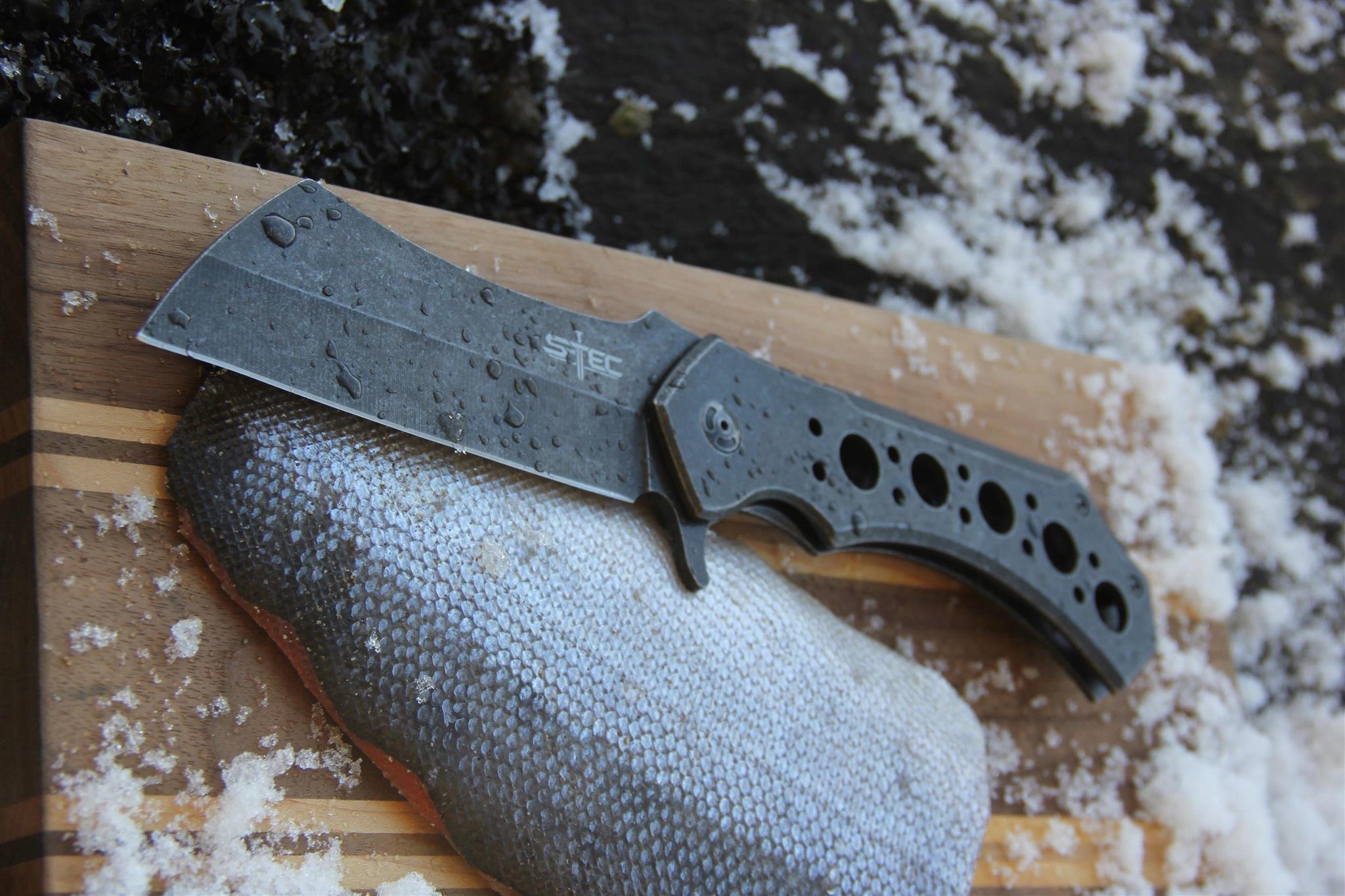 STEC 12inch Rugged Chef Field Tactical Folding Cleaver Pocket Knife