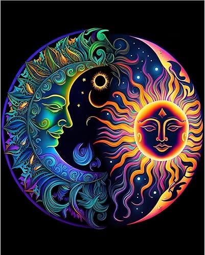 Miniatura 1 de Pintura lunar por números para adultos, pintura por números para adultos principiantes, pintura solar por números para regalo, decoración de pared