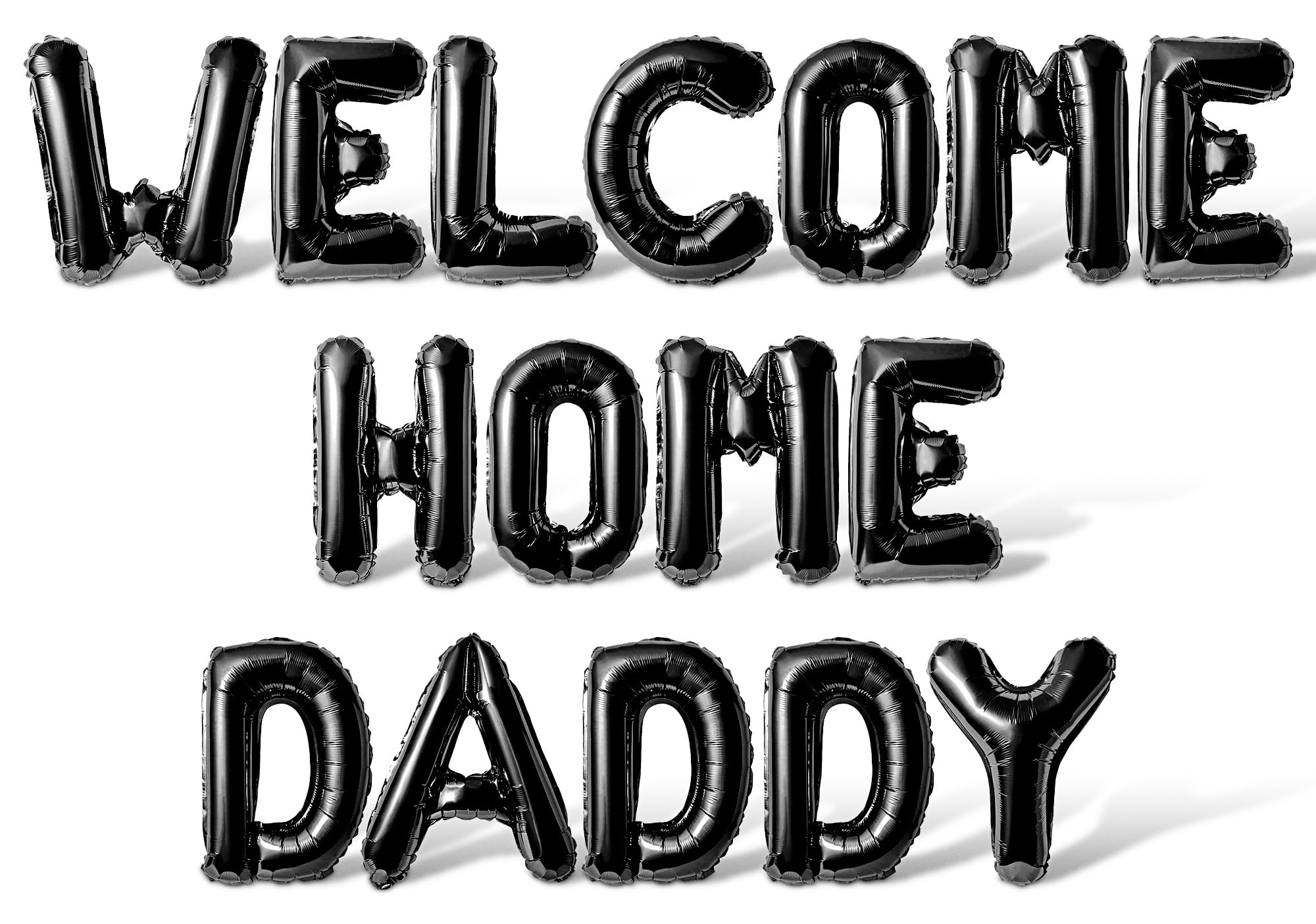 Letter Balloons - WELCOME HOME DADDY 16" Inch Alphabet Letters Foil Mylar Balloon Welcome Home Party Banner (Black)