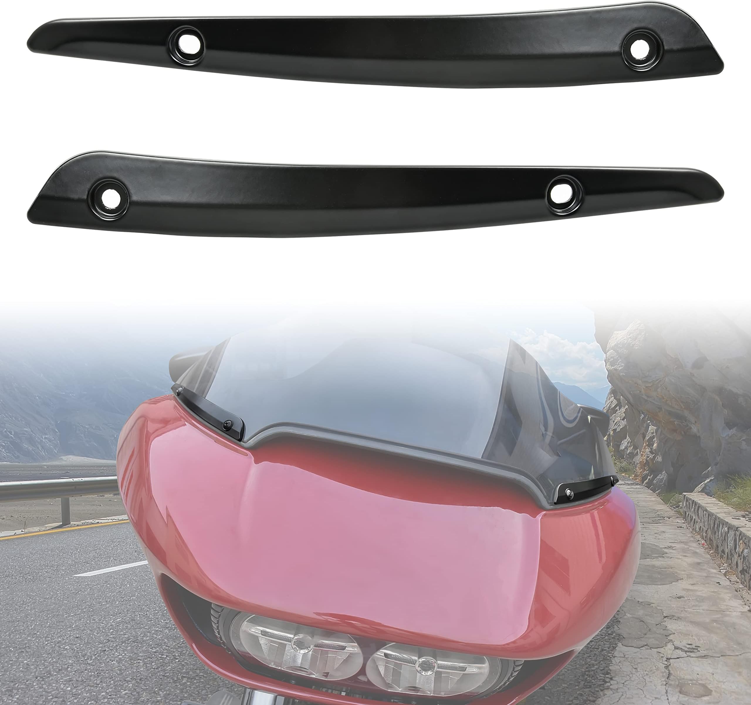 Motorcycle Windshield Side Trim for Harley Road Glide, Motorcycle Split Front Windscreen Side Trim for Harley Road Glide Ultra FLTRU FLTRX Special FLTRXS 2015-2022 Accessories (2PCS)