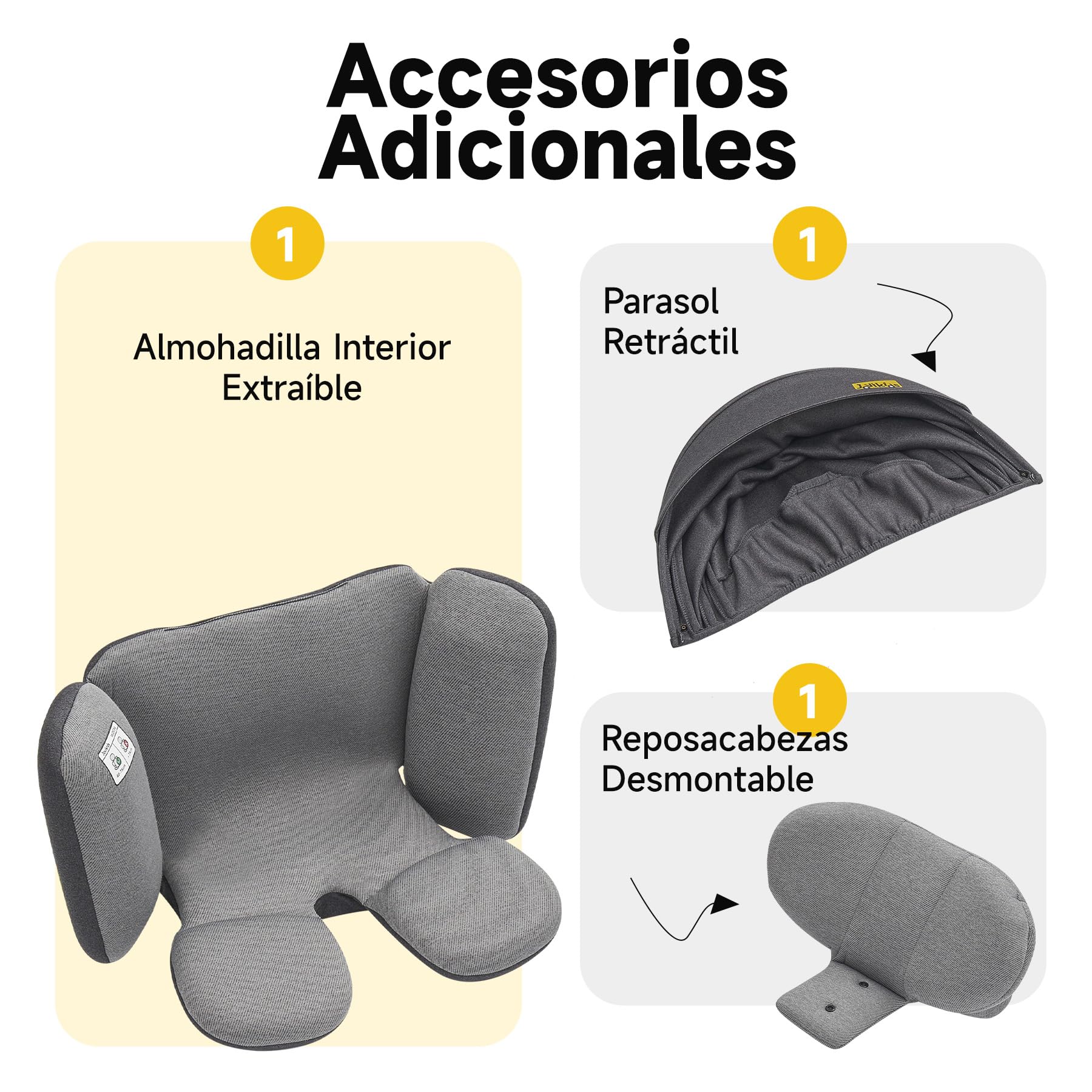Jovikids I-size Silla Coche Bebé Grupo 0 1 2 3 ISOFIX, Giratoria 360 Universal, ECE R129, para Niños de 40-150cm, 0 Meses-12 Años, Pierna de Apoyo (Gris)