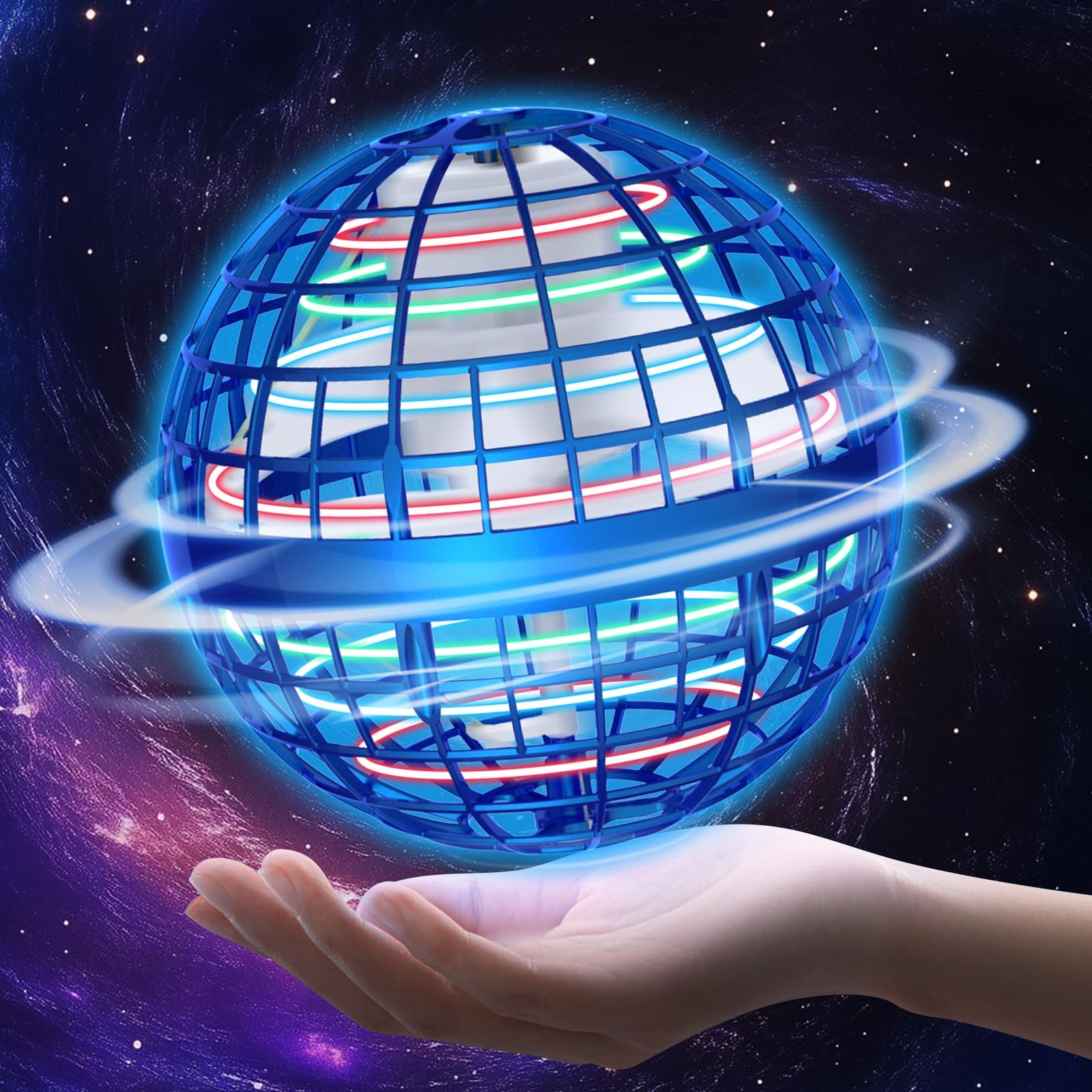 Amplelife Fliegender Ball Pro - 2024 Flying Hover Ball Toys FüR Kinder Jungen Mädchen, Mini Drone Schwebender Boomerang Orb Spielzeug, Halloween Weihnachten Geburtstag Coole Geschenkidee (Blau)