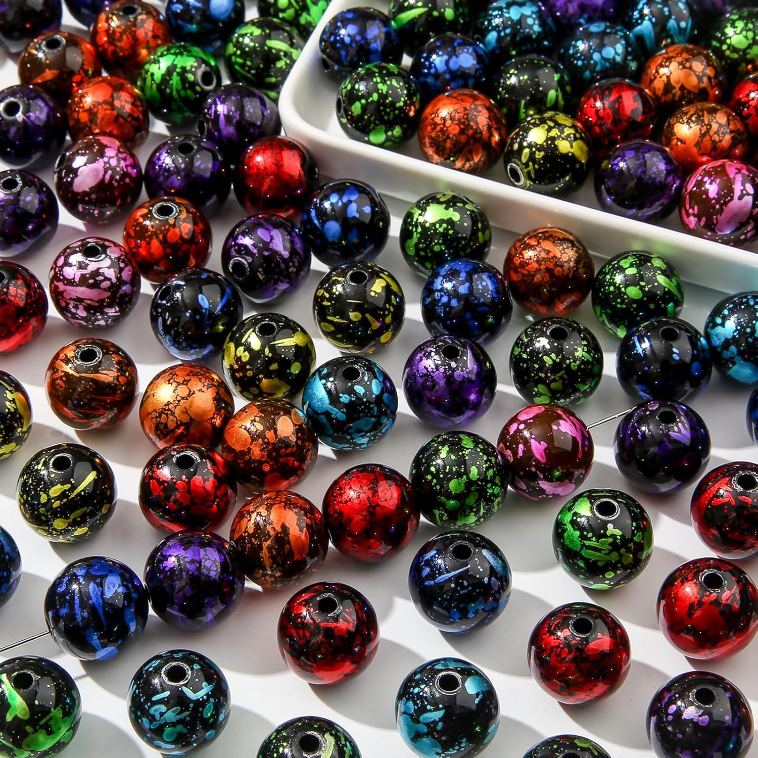 16mm Acrylic Beads 90pcs Dark Color Beads Black&&Navy Round Spacer Loose Beads for Halloween DIY Jewelry Making (Black&Dark Blue) - Image 6