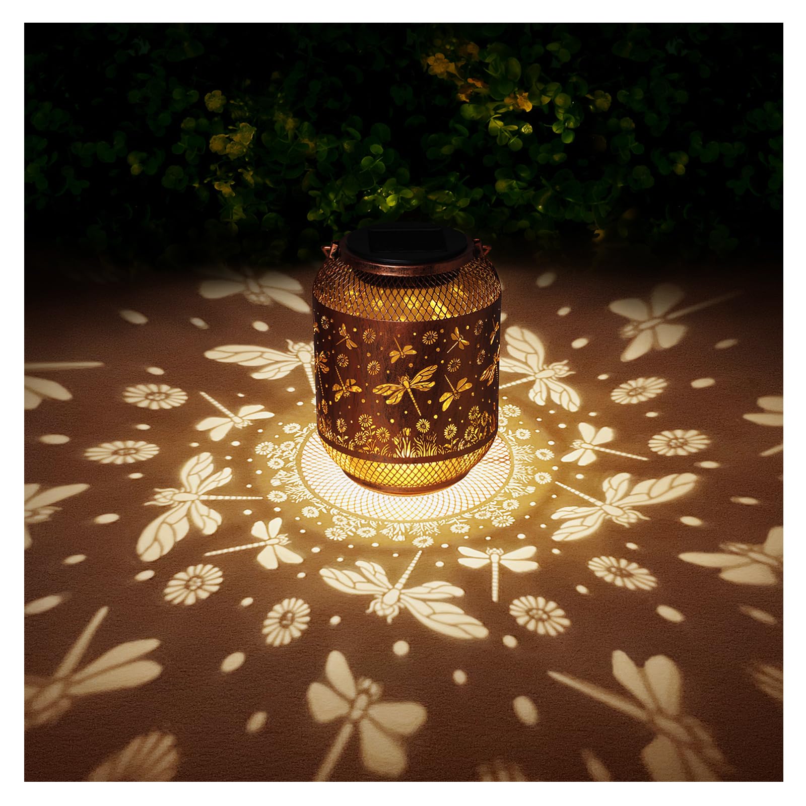 Dragonfly Solar Lanterns Outdoor Waterproof Garden Decor Gifts for Mom Women Grandma Metal Hanging Solar Lights Outdoor Decoration for Patio,Yard,