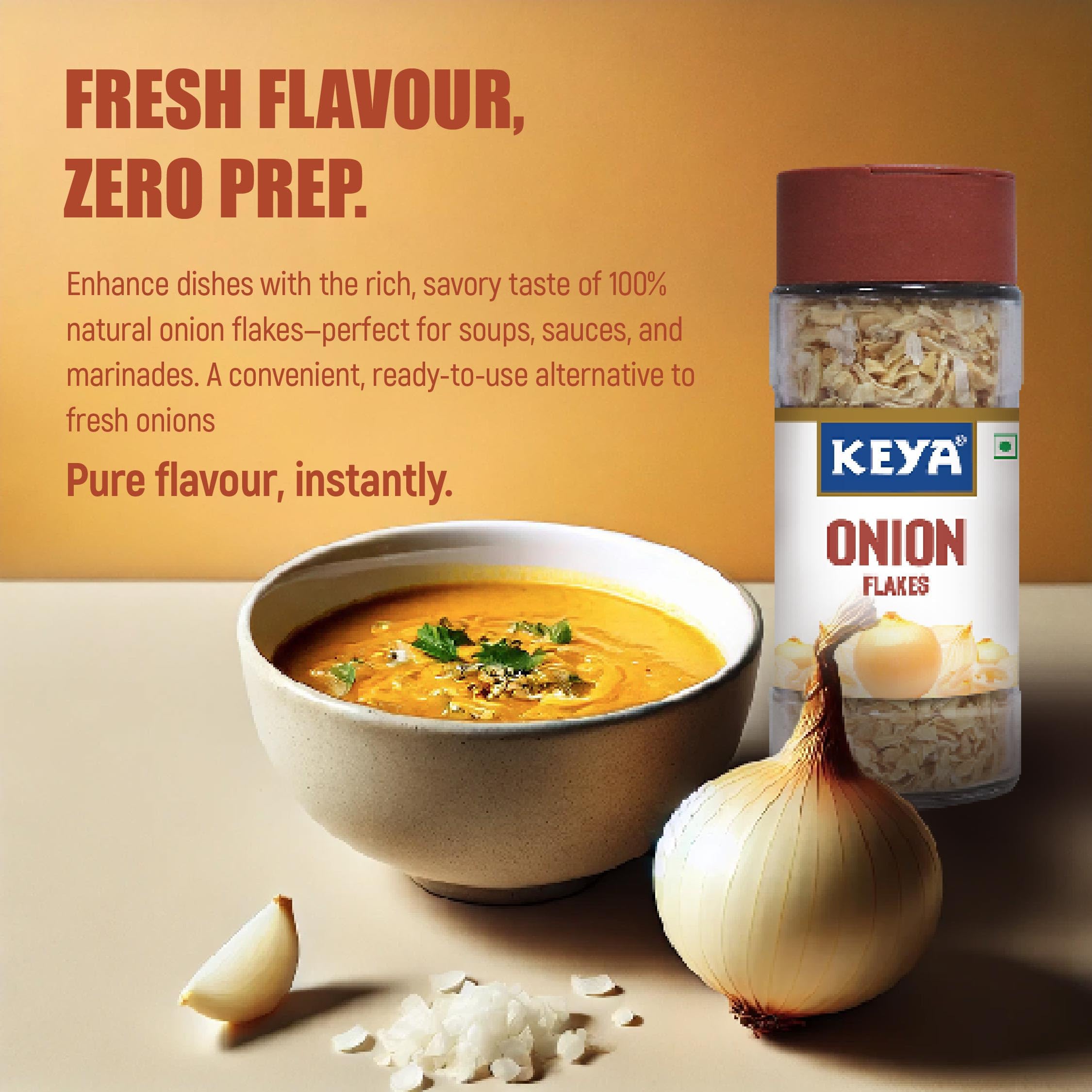 Keya Onion flakes 35g | Pure, All-Natural, Flavor Booster for Cooking, Soups, Sauces, and Seasoning| No Additives, Preservatives - Image 4 thumbnail