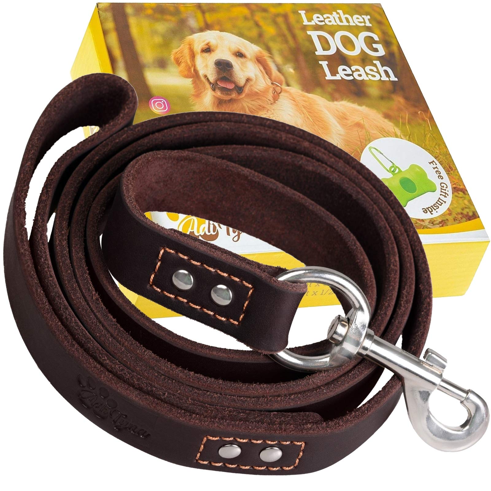 Laisse pour chien en cuir ultra résistant ADITYNA cuir souple rembourré