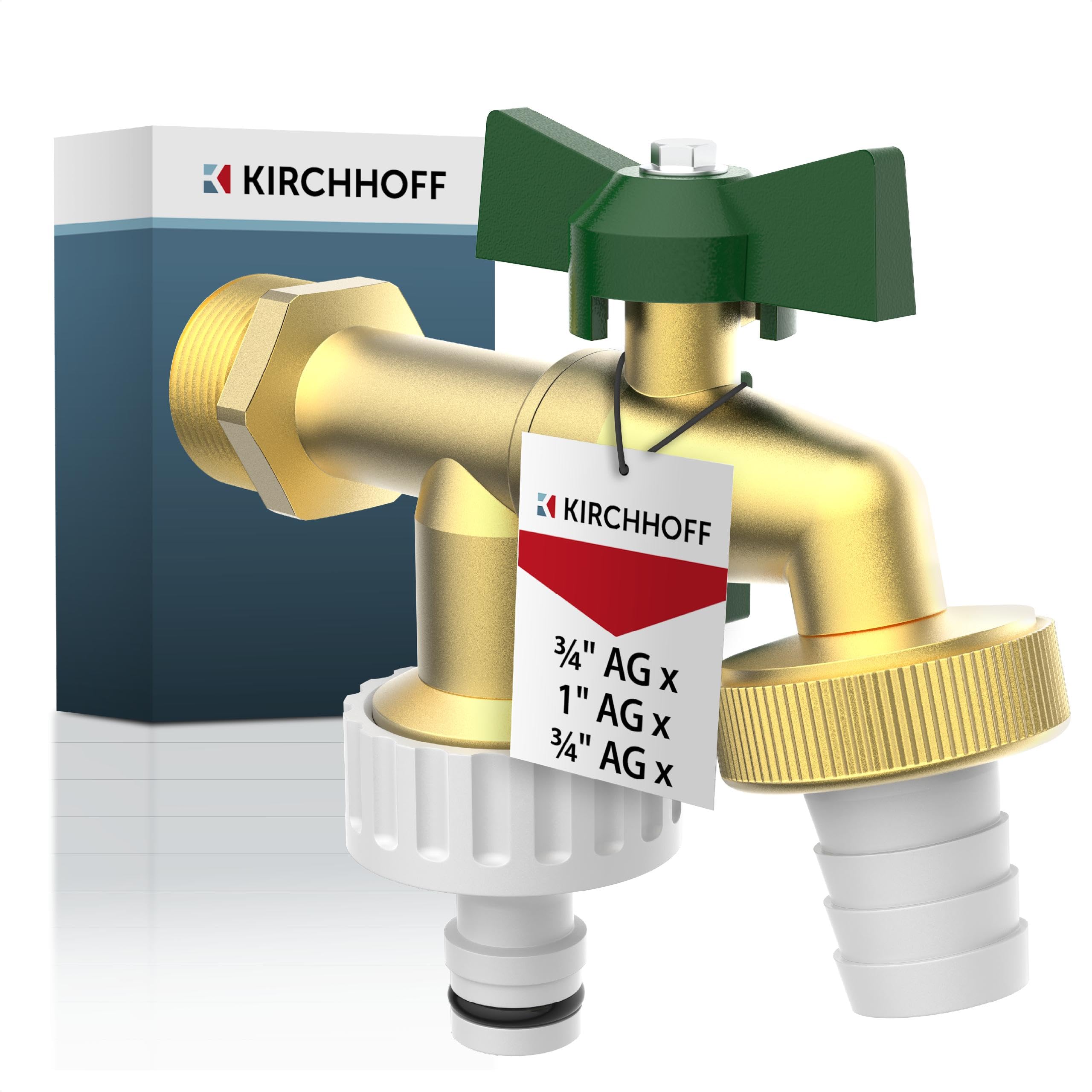 3/4" BS1010 DZR Schlauchverschraubung Für Gartenwasserhahn – Mit Doppelrückschlagventil, Aus Messing