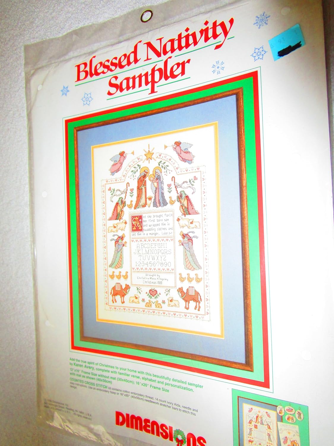 Dimensions Blessed Nativity Christmas Counted Cross-Stitch Sampler by Karen Avery