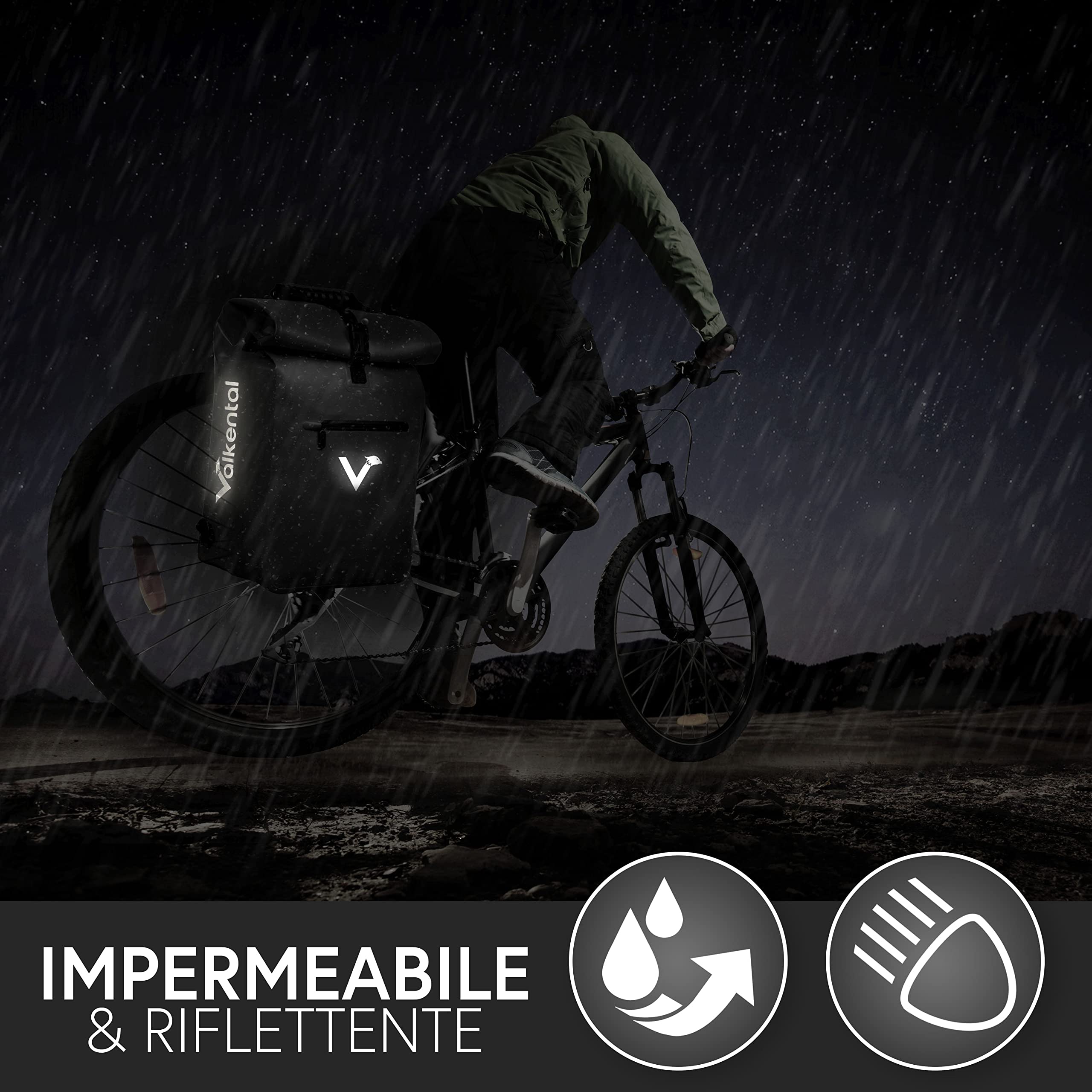 Valkental - Borsa da Bici Multifunzione 3 in 1: Portabagagli, Zaino e Tracolla - Materiale Impermeabile con Catarifrangenti - Ideale per Ciclismo Urbano - Design Sostenibile e Sicuro