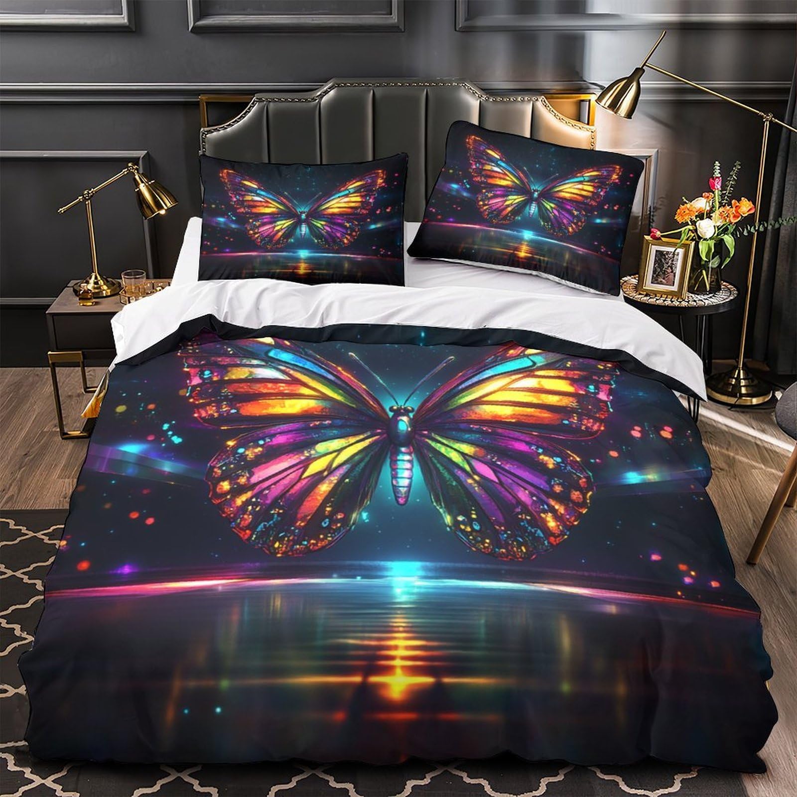 Parure de lit taureau coloré 3D 200x200cm en microfibre respirante avec housse de couette ado