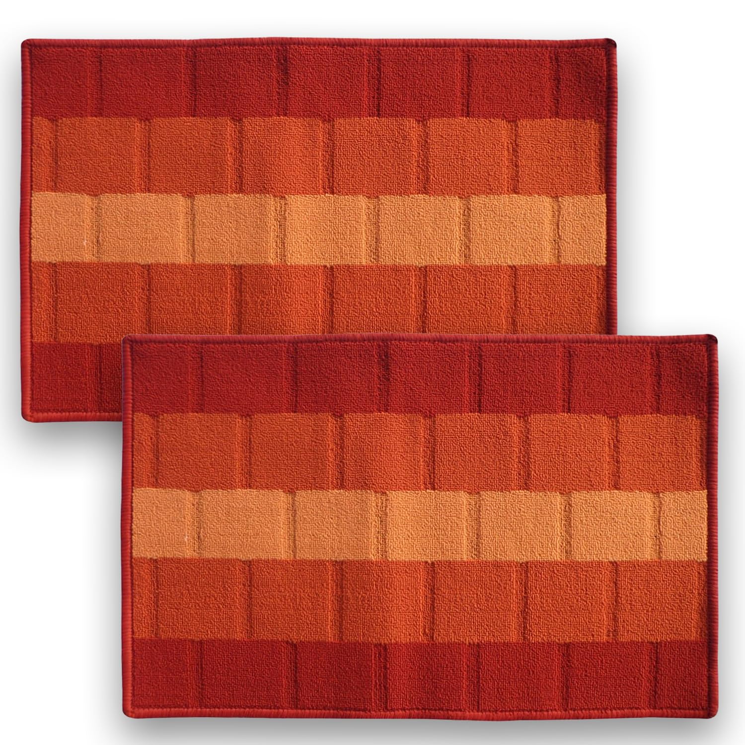 Status Contract Luxury Premium Polypropylene Home Decor Doormats Floor Door Mat (Pack of 2, Orange), Rectangular